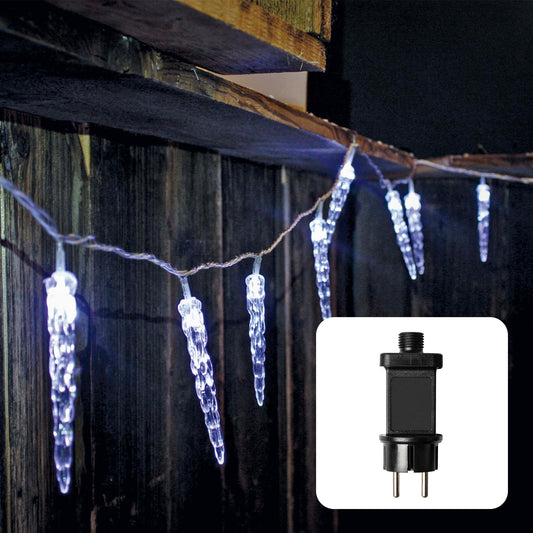 Eiszapfen Lichterkette, 40 LED kaltweiß, für außen, transparentes Kabel, 5,85m beleuchtete Länge