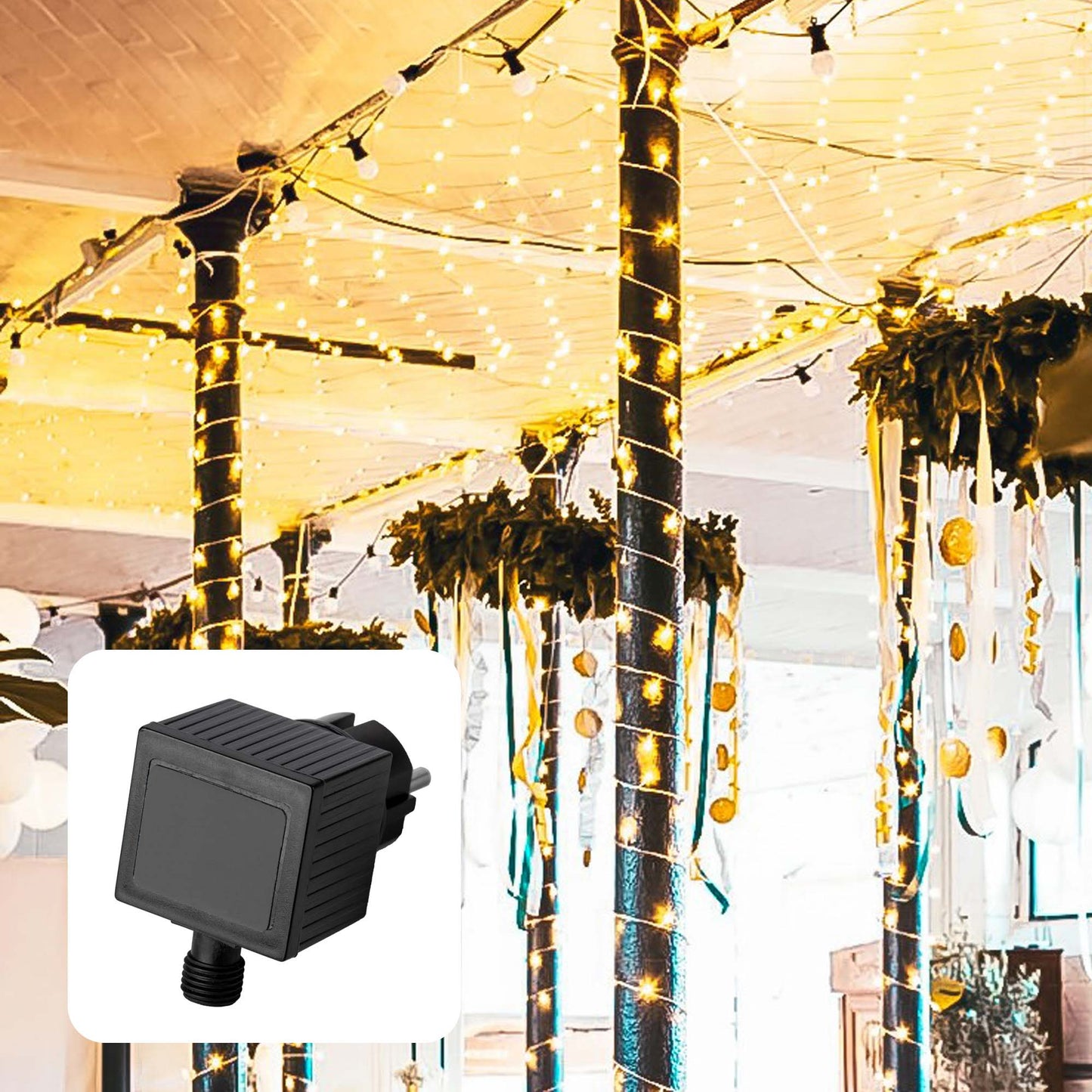 LED-Pavillon Lichtnetz, 208 LEDs weiß, mit Außen-Transformator