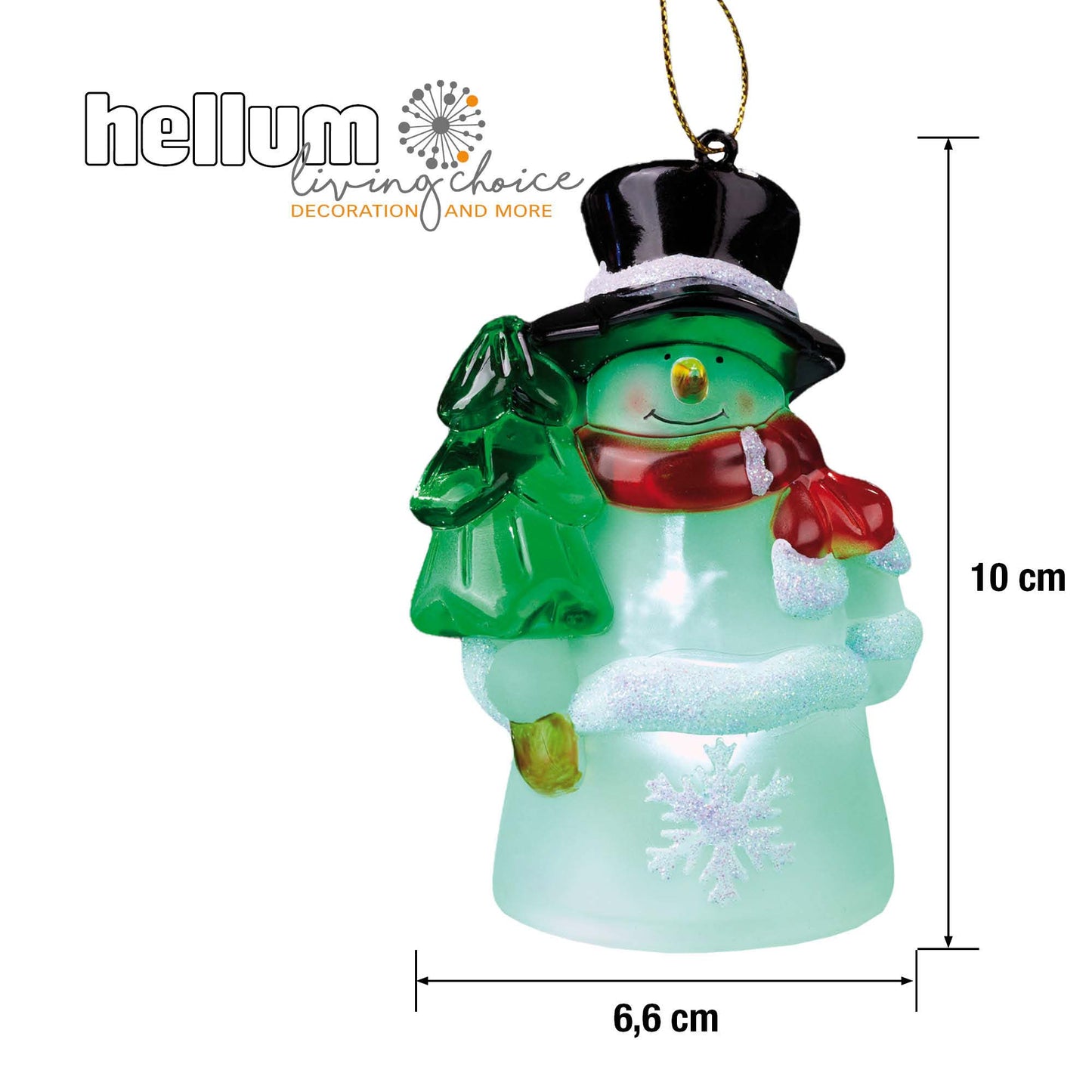 LED-Schneemann zum Aufhängen, 1 LED, RGB, batteriebetrieben