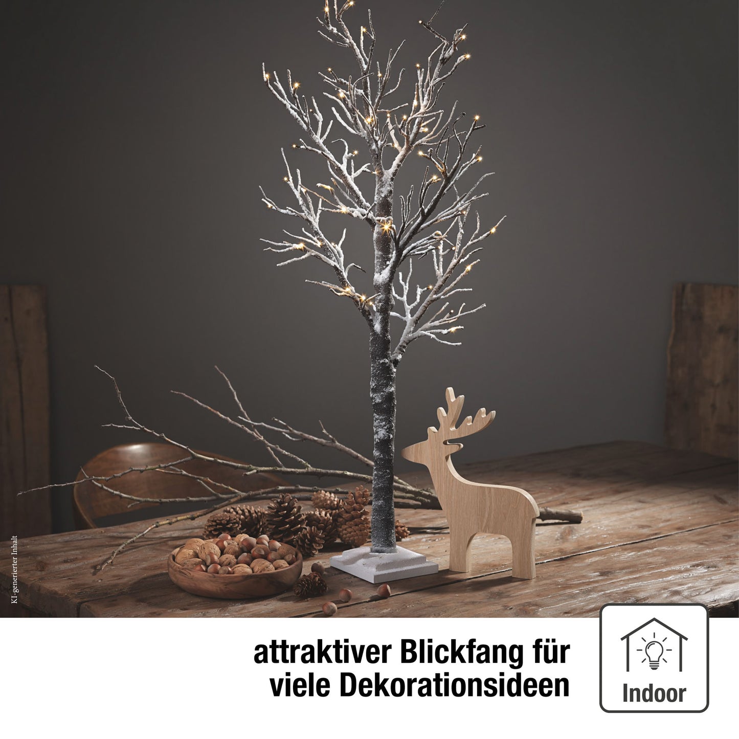 LED-Baum, beschneit, 30 LEDs ww, H: 70cm, Innen-Transformator