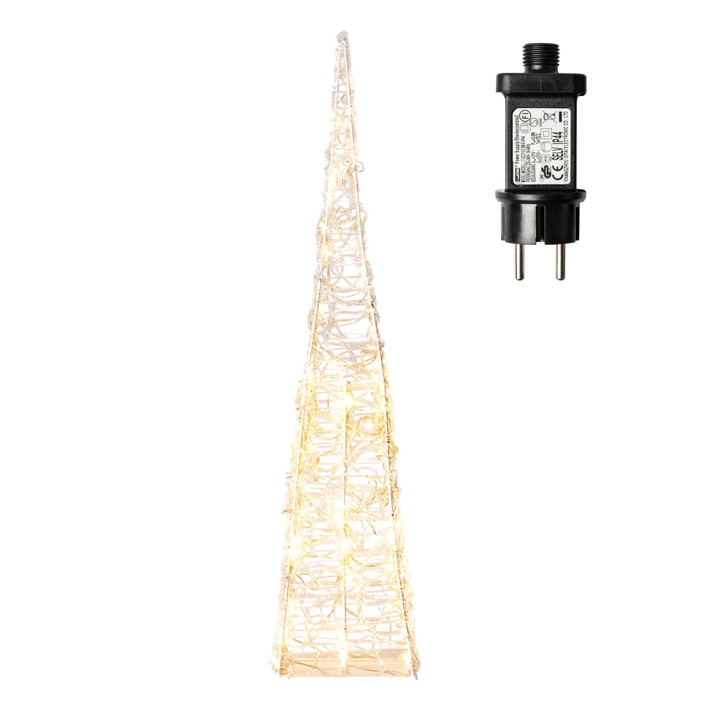 LED-Acryl-Pyramide, 150 LEDs ww,  H: 150 cm,  Außen-Transformator