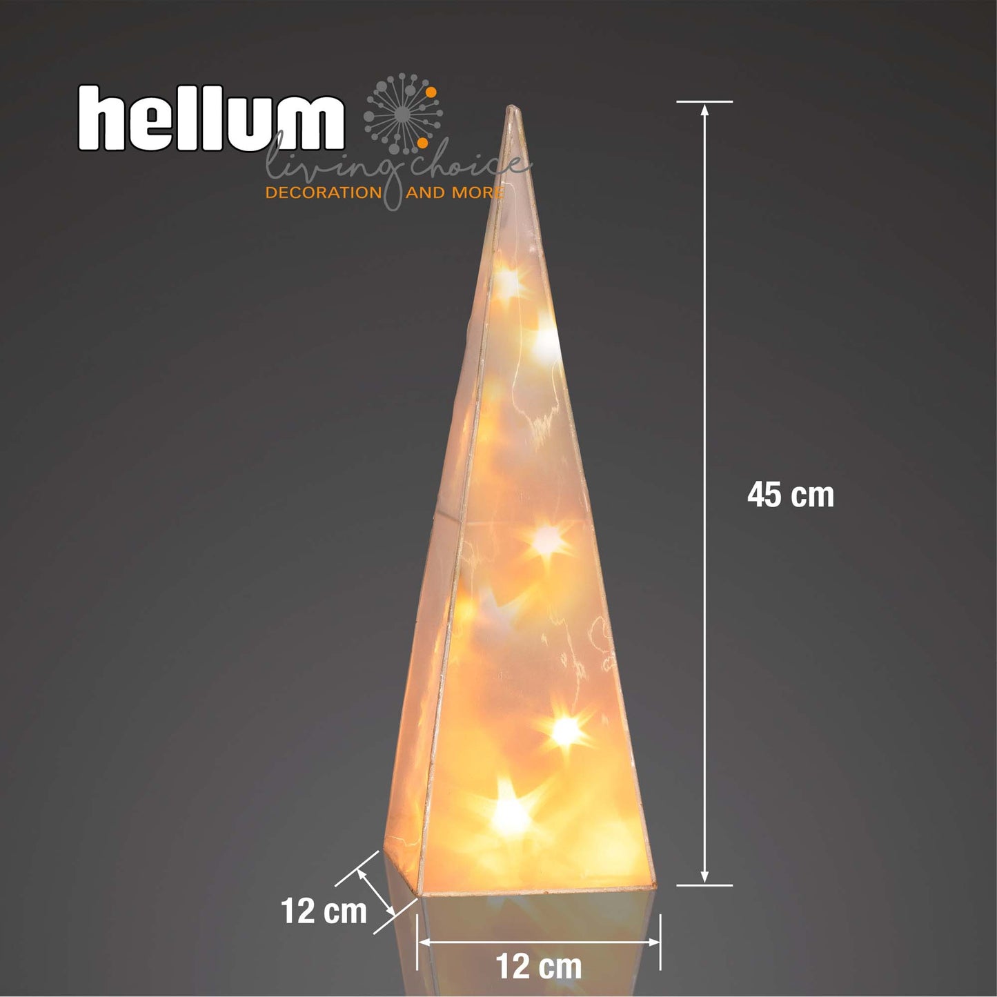 LED-Holographie Pyramide, 16 LEDs warm-weiß, Innen-Transformator