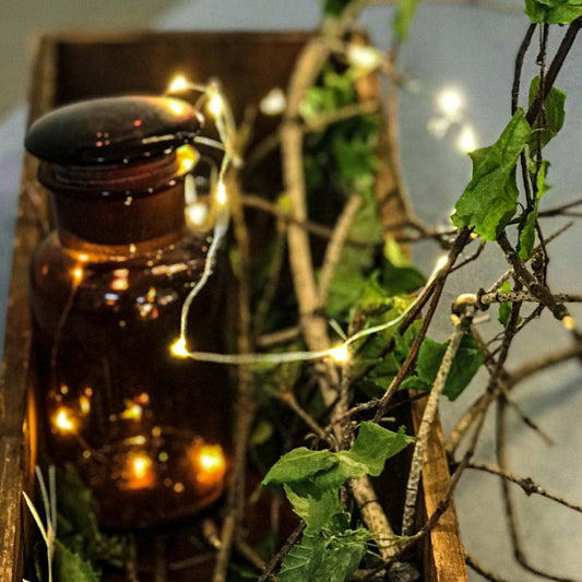 2er Set-20-tlg. LED-Lichterkette, Kupferkabel, warm-weiße LEDs,  batteriebetrieben