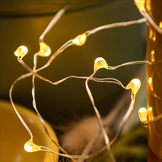 Hellum LED-Kupfer-Lichterkette Tauperlen, 20 LEDs, batteriebetrieben, 2er Set  570700