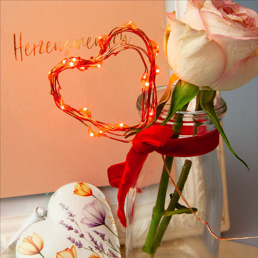 Hellum Tauperlenlichterkette rot, 20 LEDs, beleuchtet 0,95m, Batterie, 2-er Set 570755