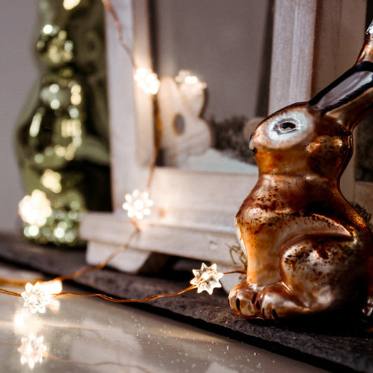 LED-Lichterkette,  Kupferkabel "Sterne" , 20 LEDs gelb,  batteriebetrieben