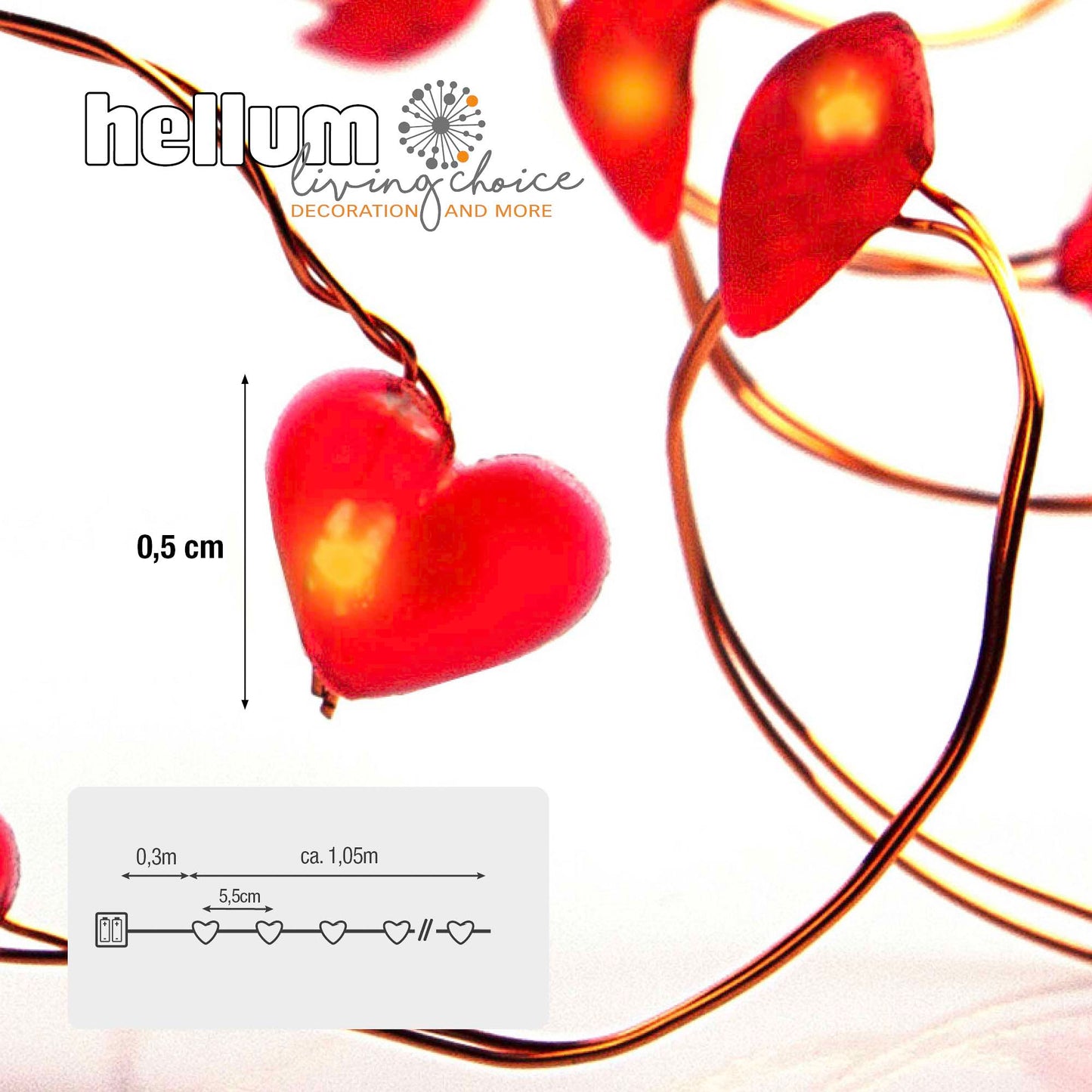 2er Set  20-tlg. LED-Lichterketten "Herzen", rot, batteriebetrieben, für innen_570854