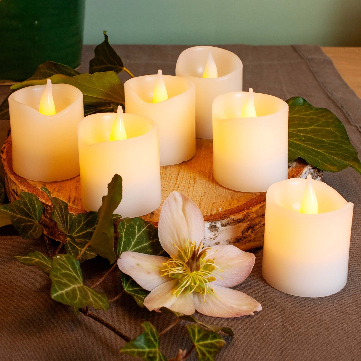 LED-Wachskerzen, 6er Set, weiß, 5x5cm, inkl. Batterien_572100