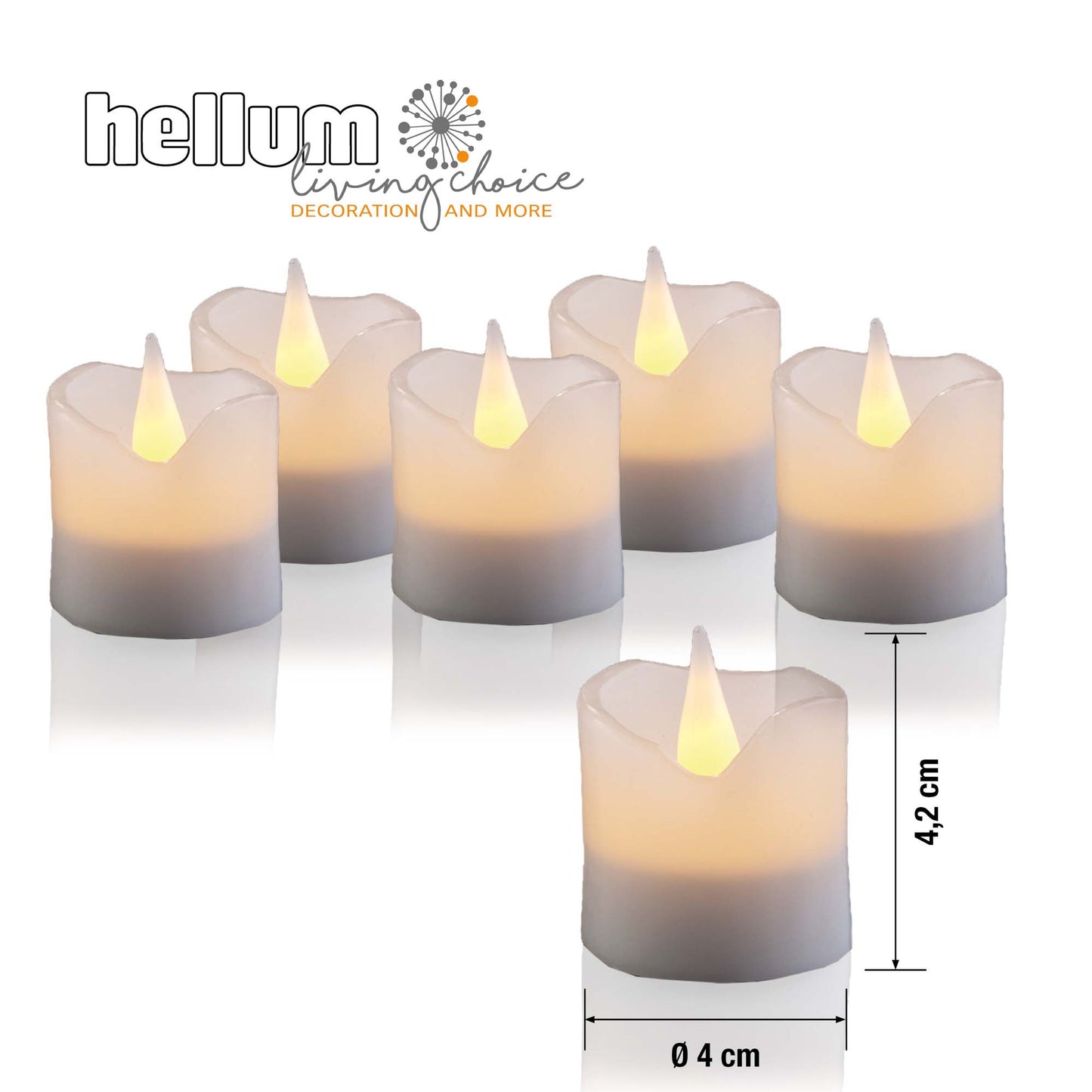 LED-Wachskerzen, 6er Set, weiß, 4,2x4cm, inkl. Batterien