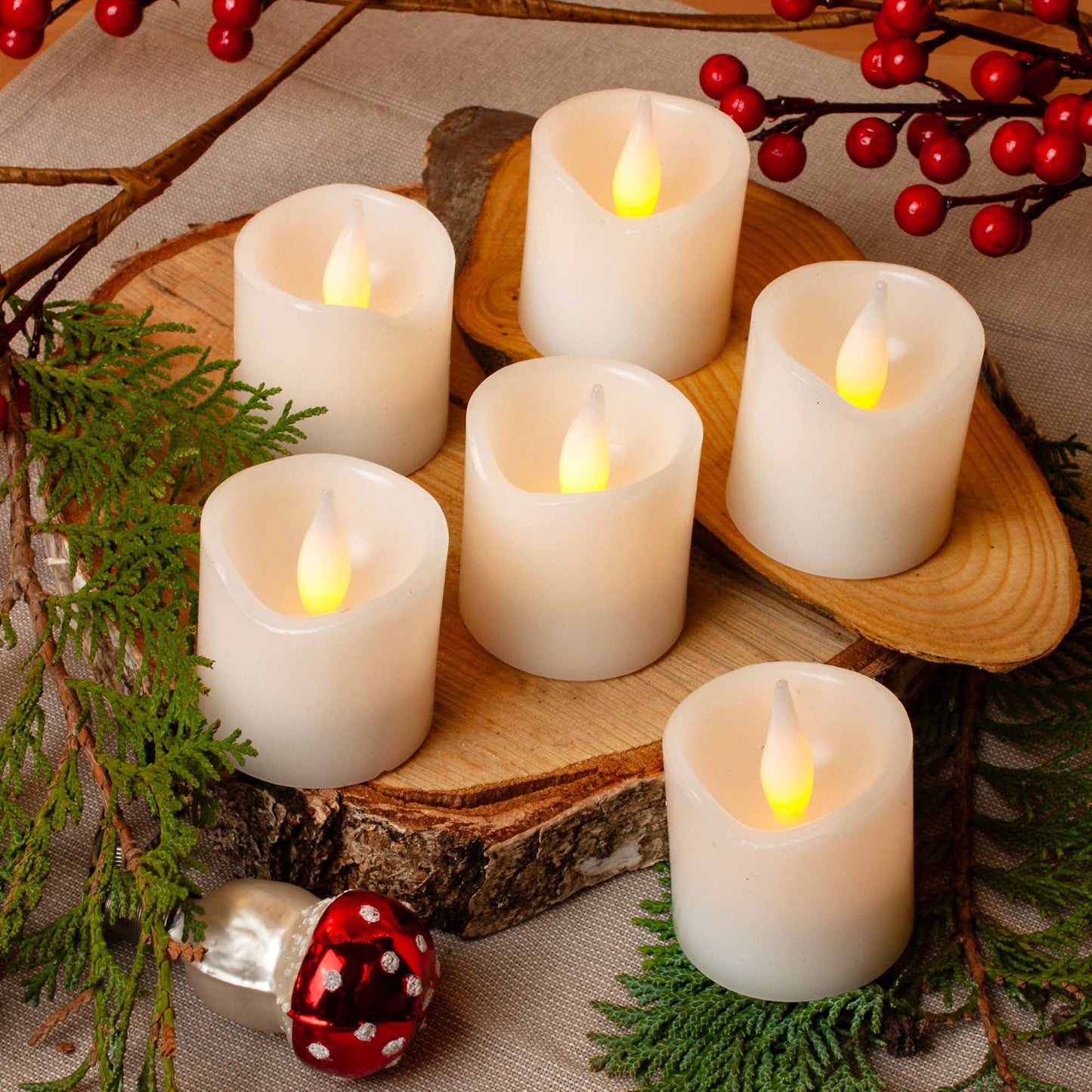Hellum LED Kerzen 6er Set, Echtweißkerzen, flackernde Flamme, für innen 572100