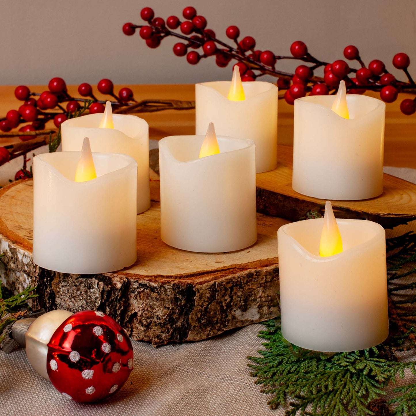 LED-Wachskerzen, 6er Set, weiß, 5x5cm, inkl. Batterien_572100