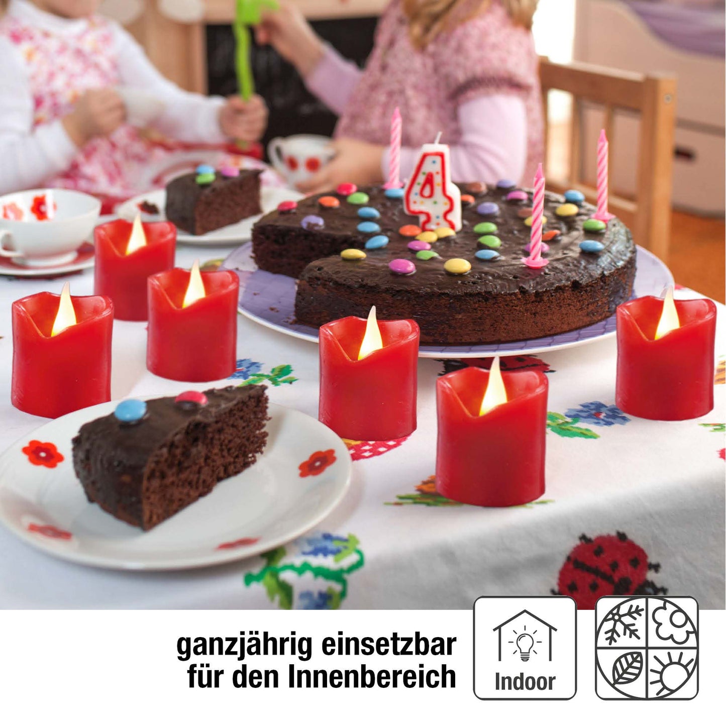 LED-Wachskerzen, 6er-Set ,4,2 cm hoch, 4 cm Ø, rot, gelbe LED, batteriebetrieben_572117