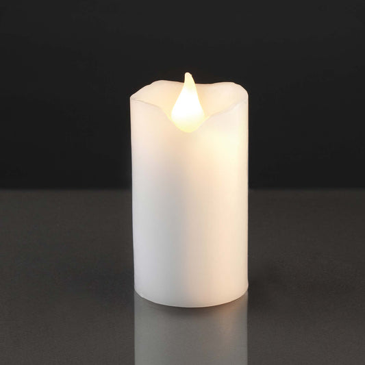 LED-Wachskerze, weiß, 9,5x5,5cm, LED gelb, batteriebetrieben