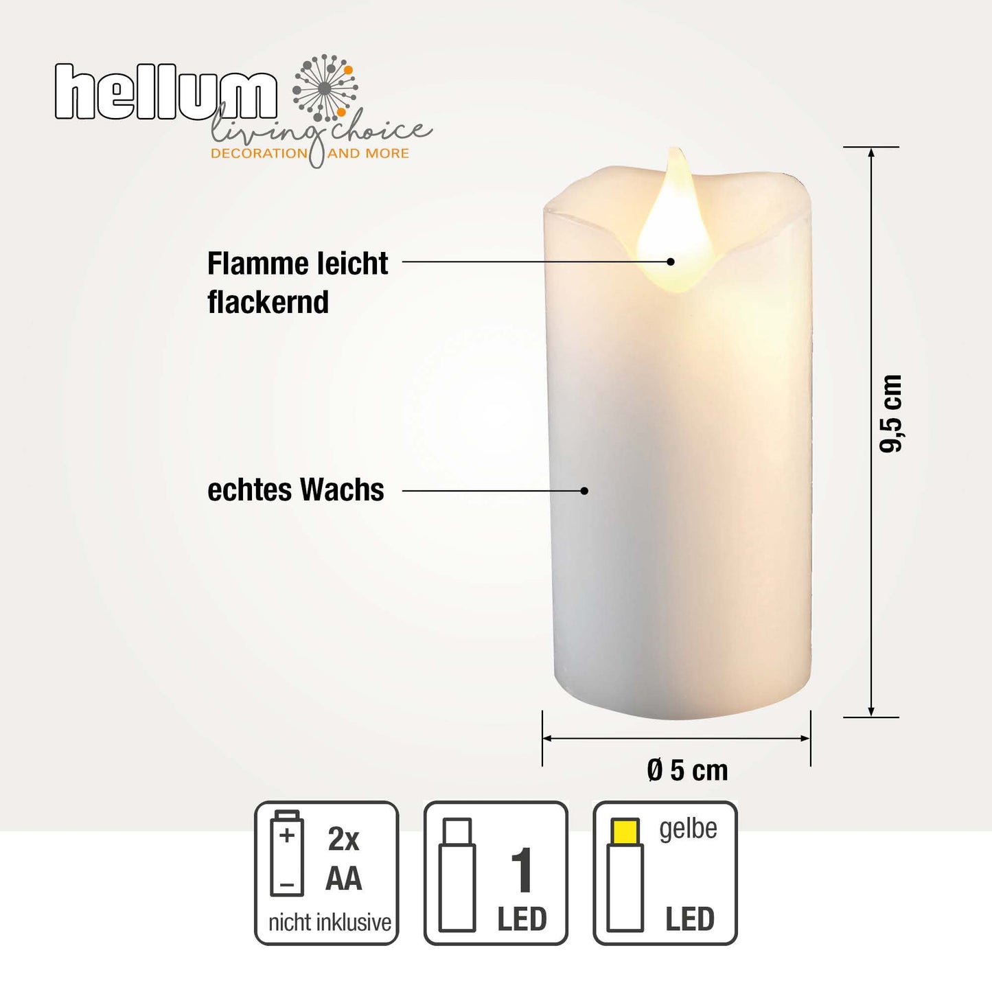 Hellum LED Wachskerze mit flackernder Flamme aus Echtwachs, inkl. Timer & Fernbedienung 572124