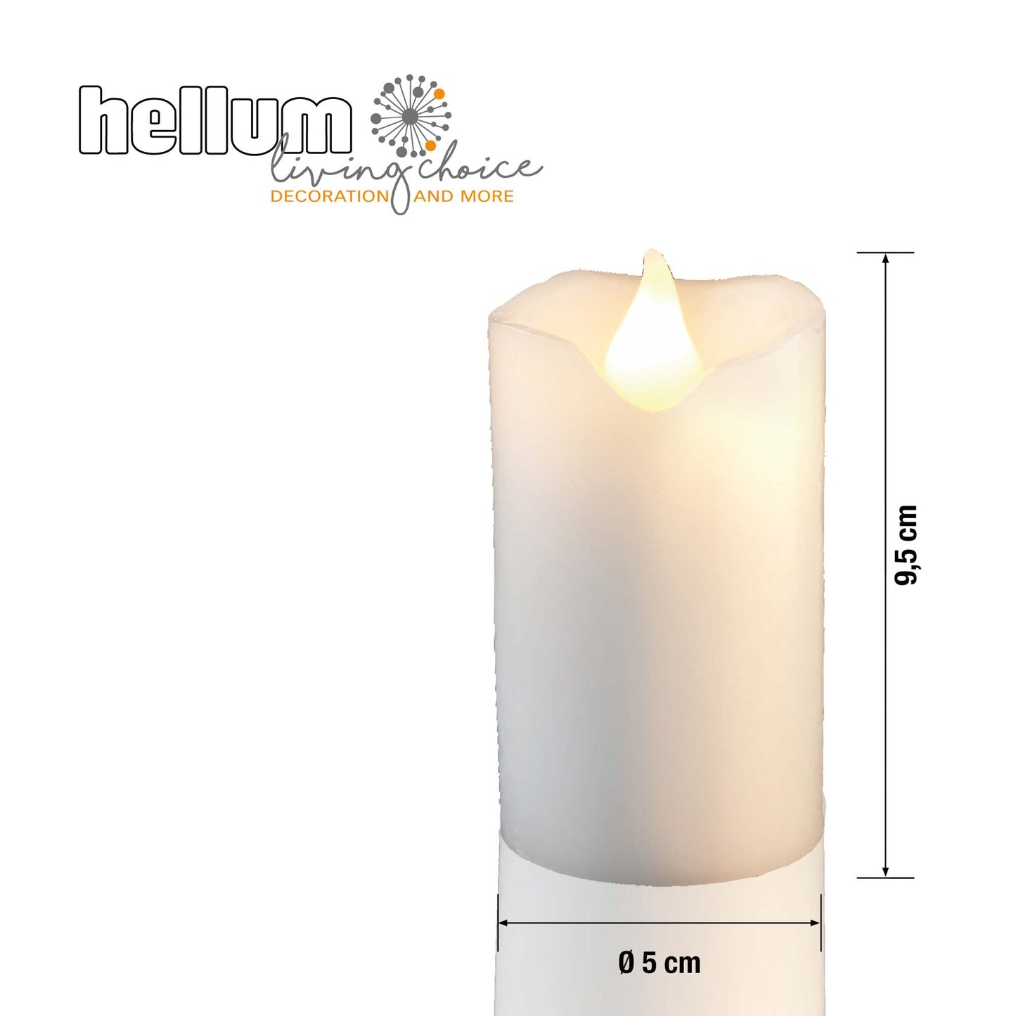 4 Stück von LED-Wachskerze , 9,5  cm hoch, 5,5 cm Ø, weiß, gelbe LED, batteriebetrieben_572124_4er