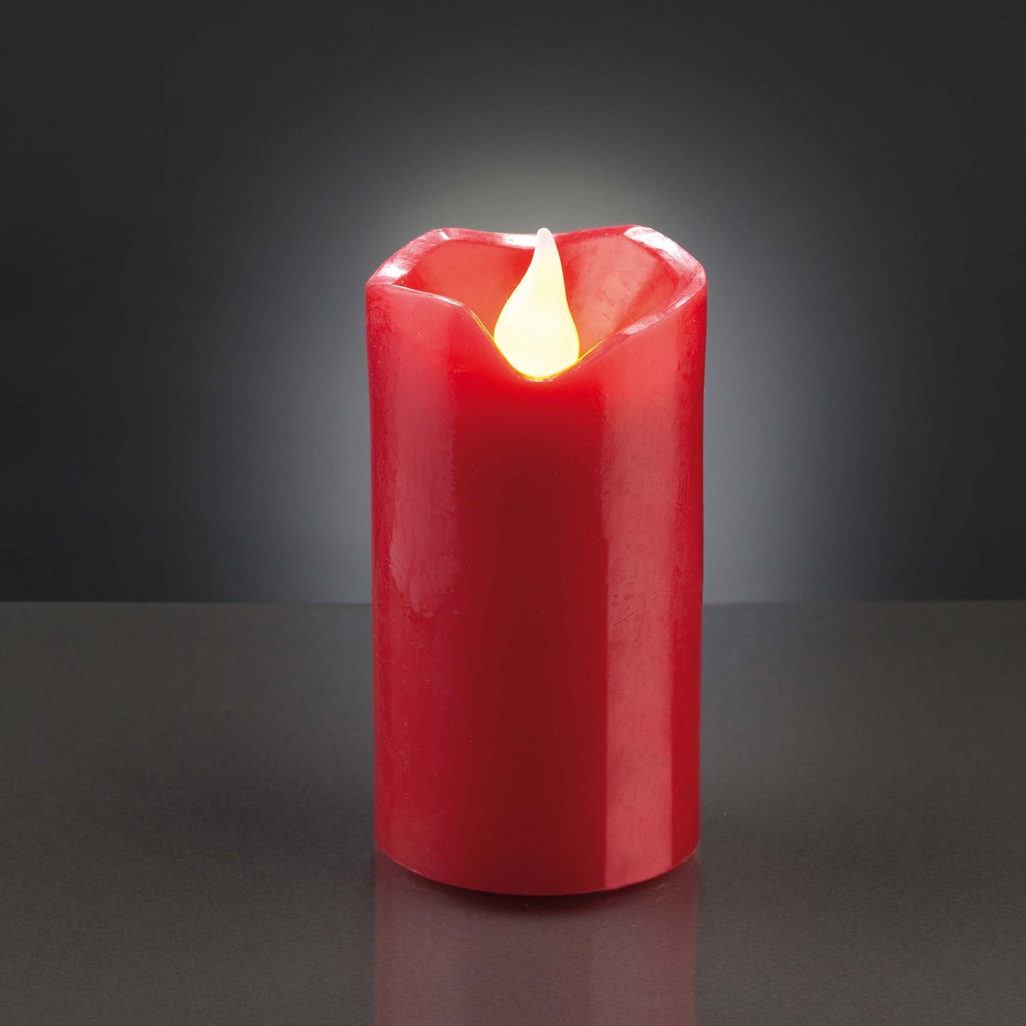 4 Stück LED-Wachskerze,  9,5  cm hoch, 5,5 cm Ø, rot, gelbe LED, batteriebetrieben_572131_4er