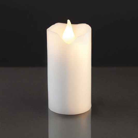 LED Wachskerze weiß innen, 1 LED gelb, Ø5 cm x 11,5 cm, batteriebetrieben
