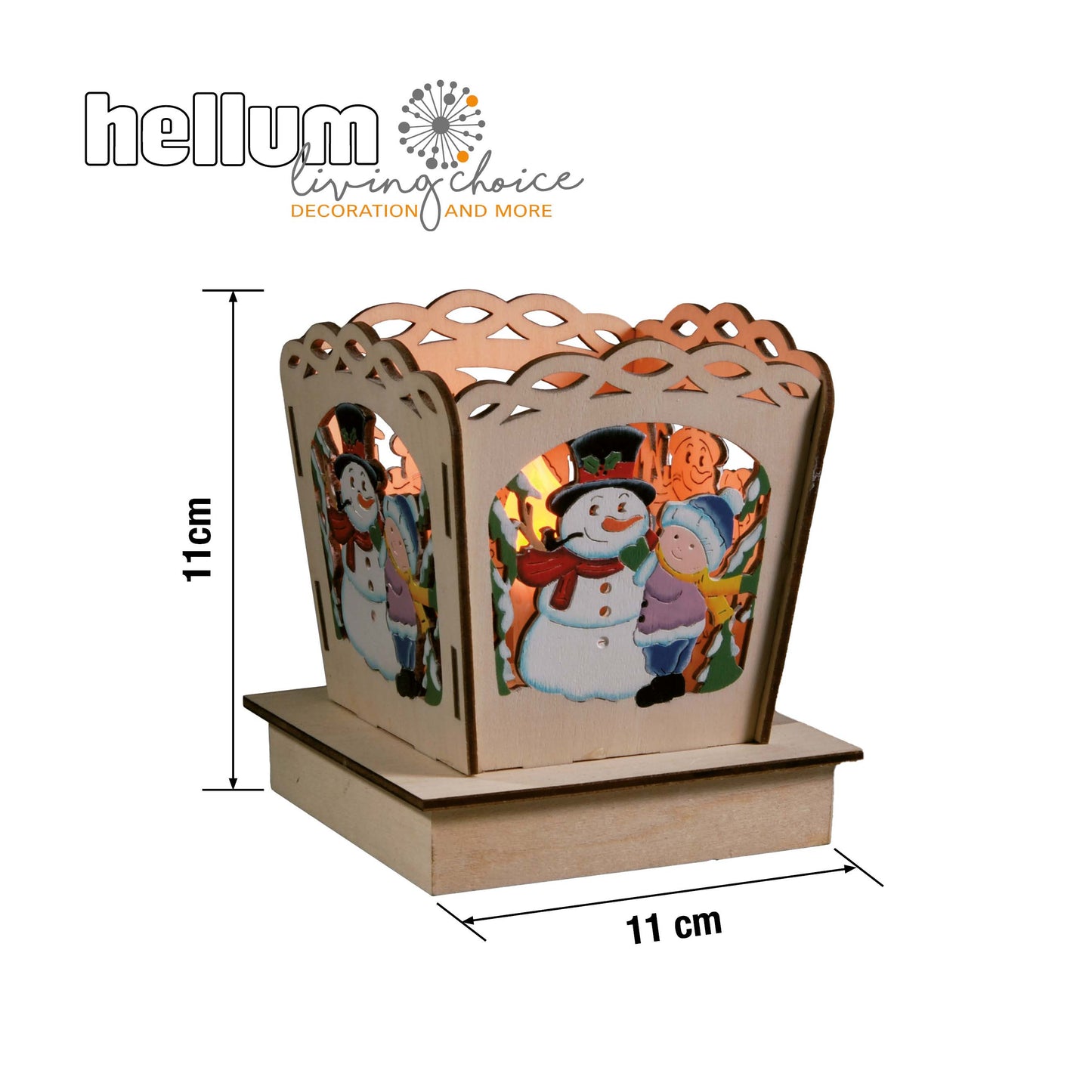 LED-Deko-Licht "Schneemann", 1 LED warm-weiß  11x11x12cm, batteriebetrieben