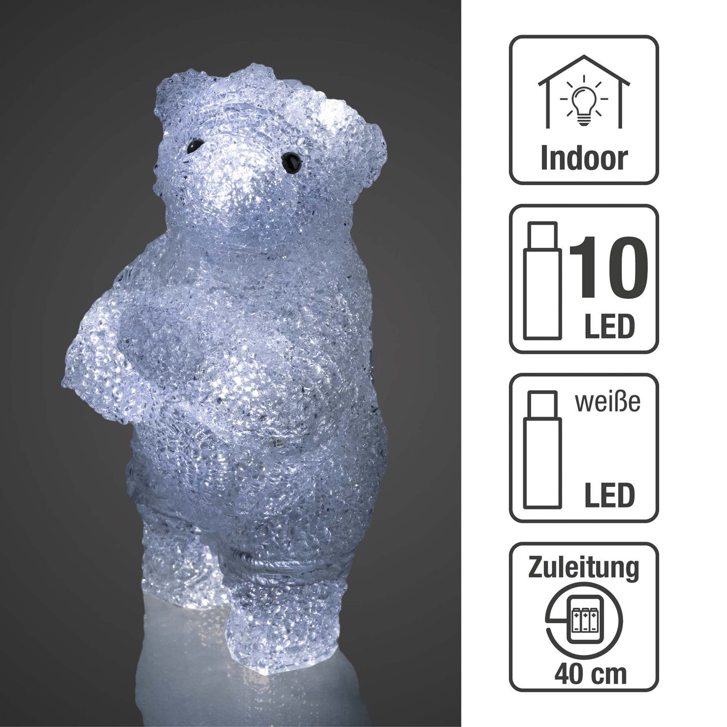 LED-Polarbär 20 cm hoch weiß