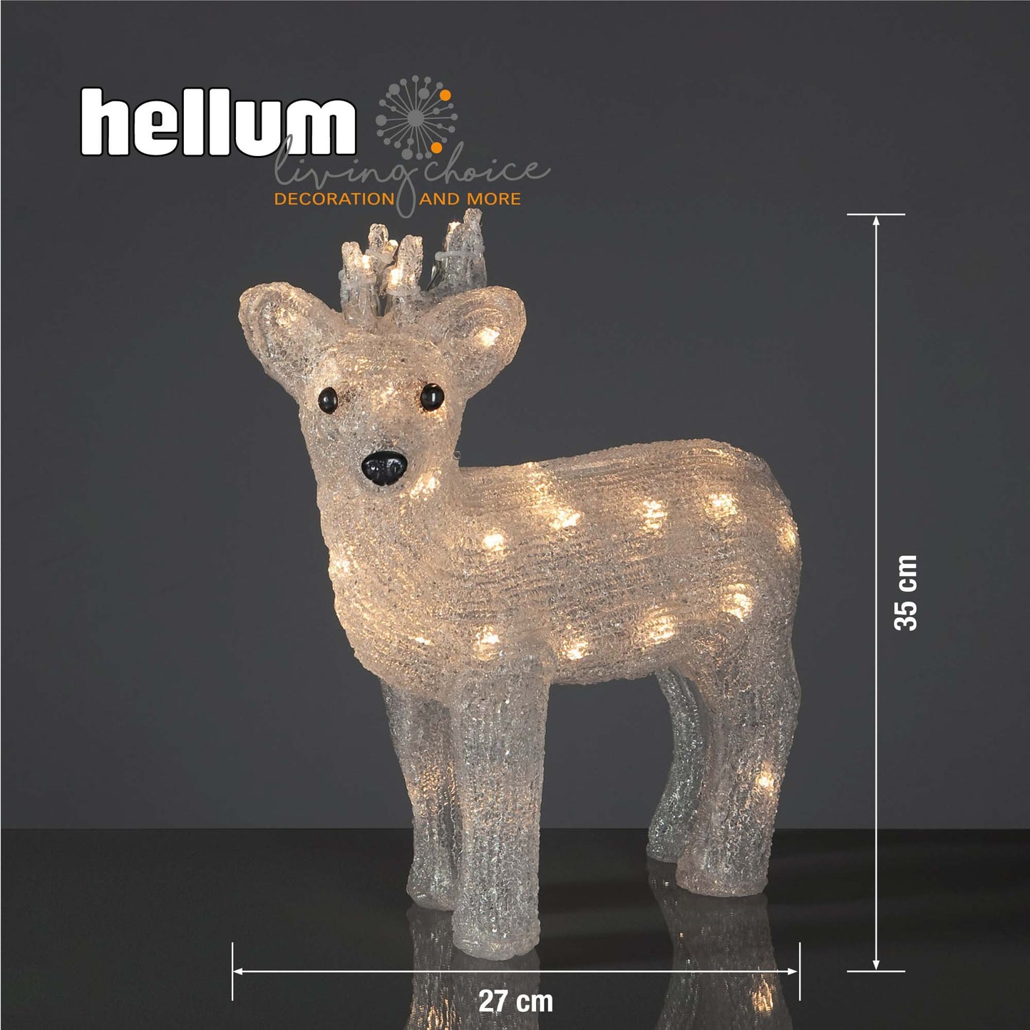 LED-Acryl-Rentier, 40 LEDs ww, H: 35cm, Außen-Transformator_575224
