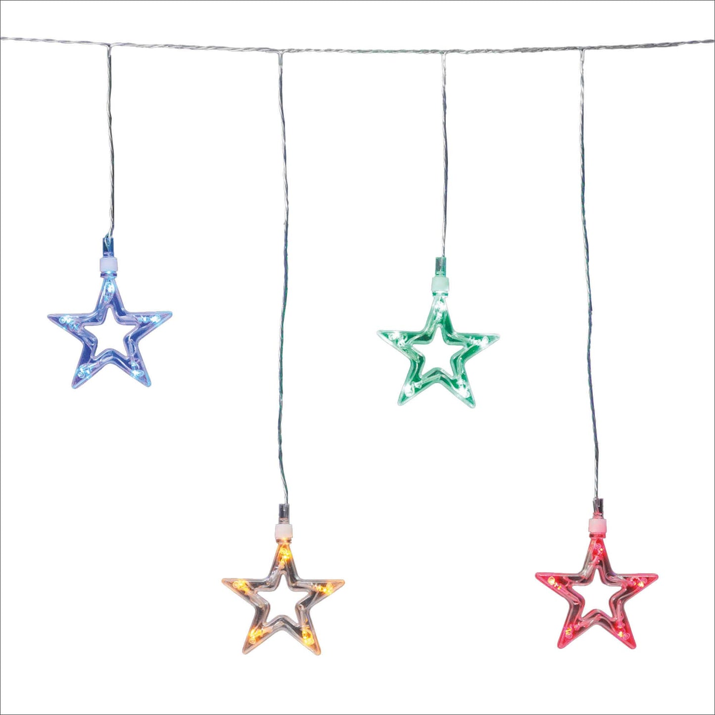 LED-Sternen-Vorhang, 50 LEDs bunt, 10 Sterne, 10 Stränge, Innen-Transformator_152715/576115