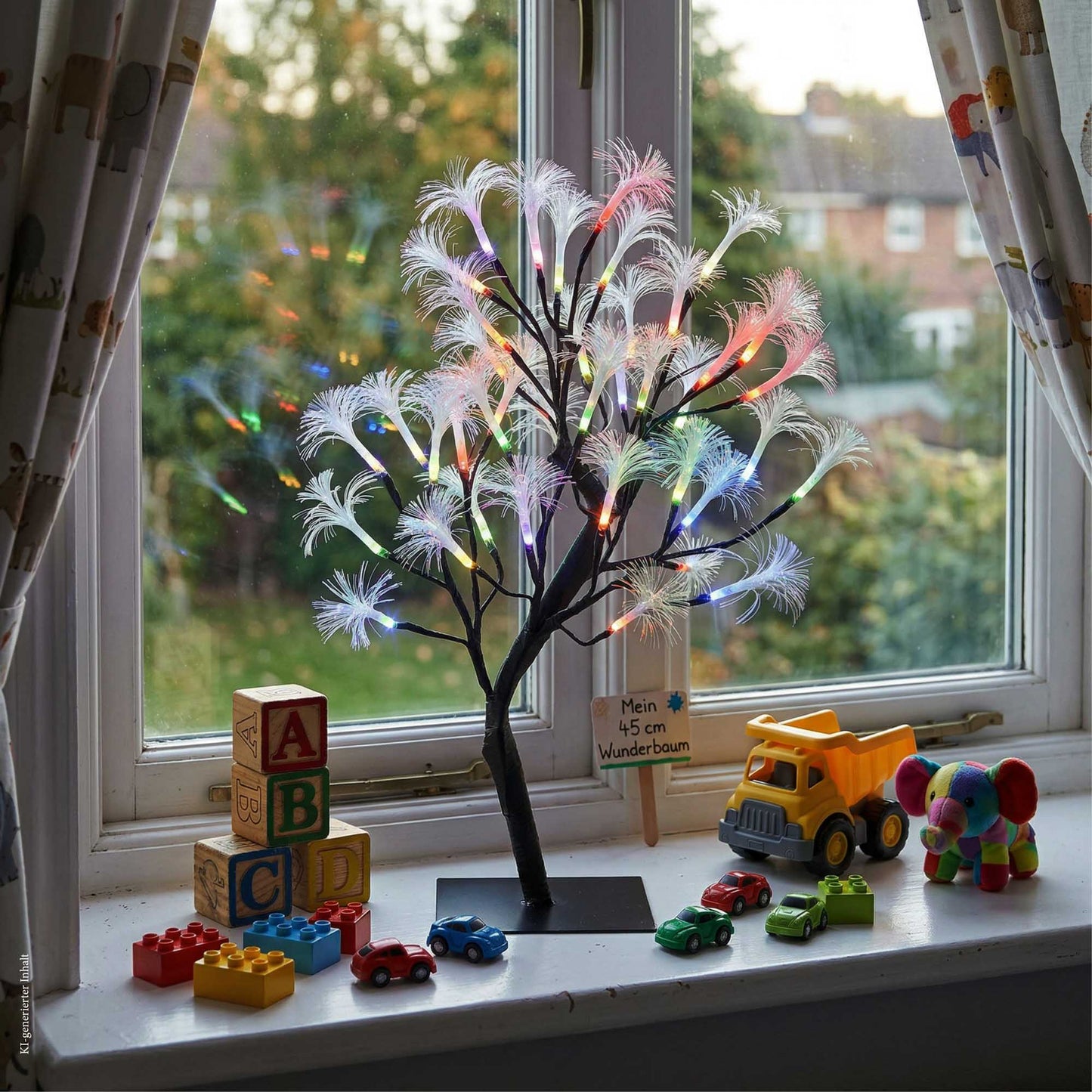 LED Baum beleuchtet mit 40 Fiberglasblüten und RGB Farbwechsel