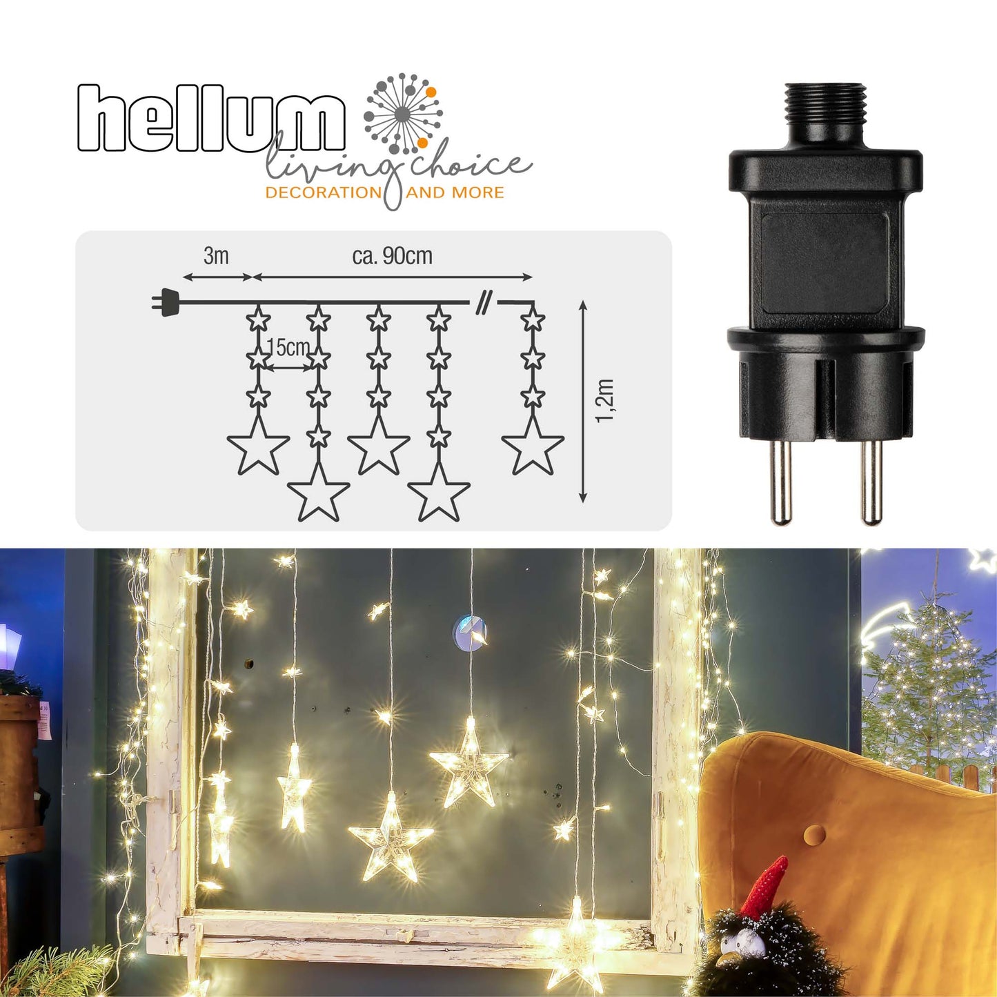 LED-Lichterkette mit roten Metallkugeln, 20 LEDs rot, Innen-Transformator
