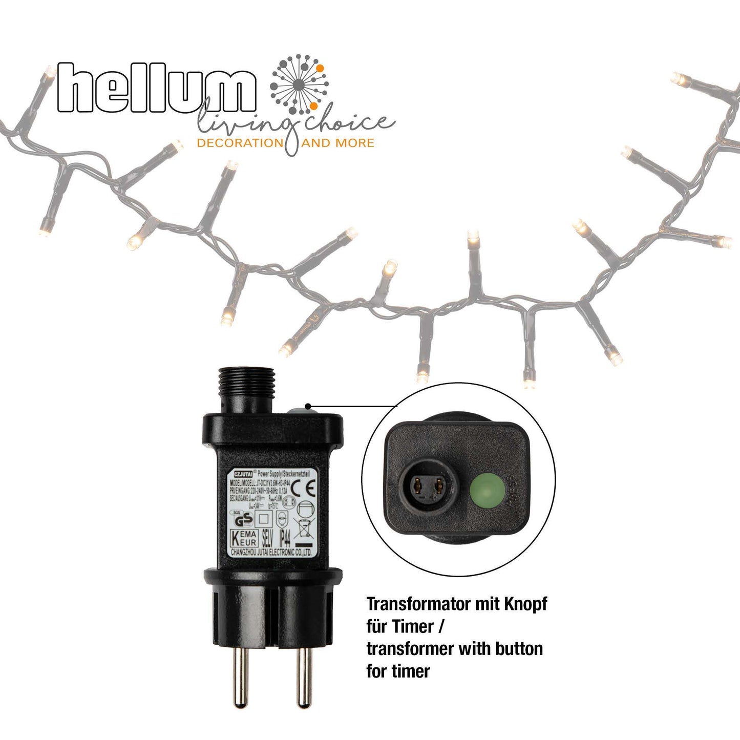 LED-Clusterlichterkette, 384 LEDs warm-weiß,  2cm Abstand, Außen-Transformator_151862