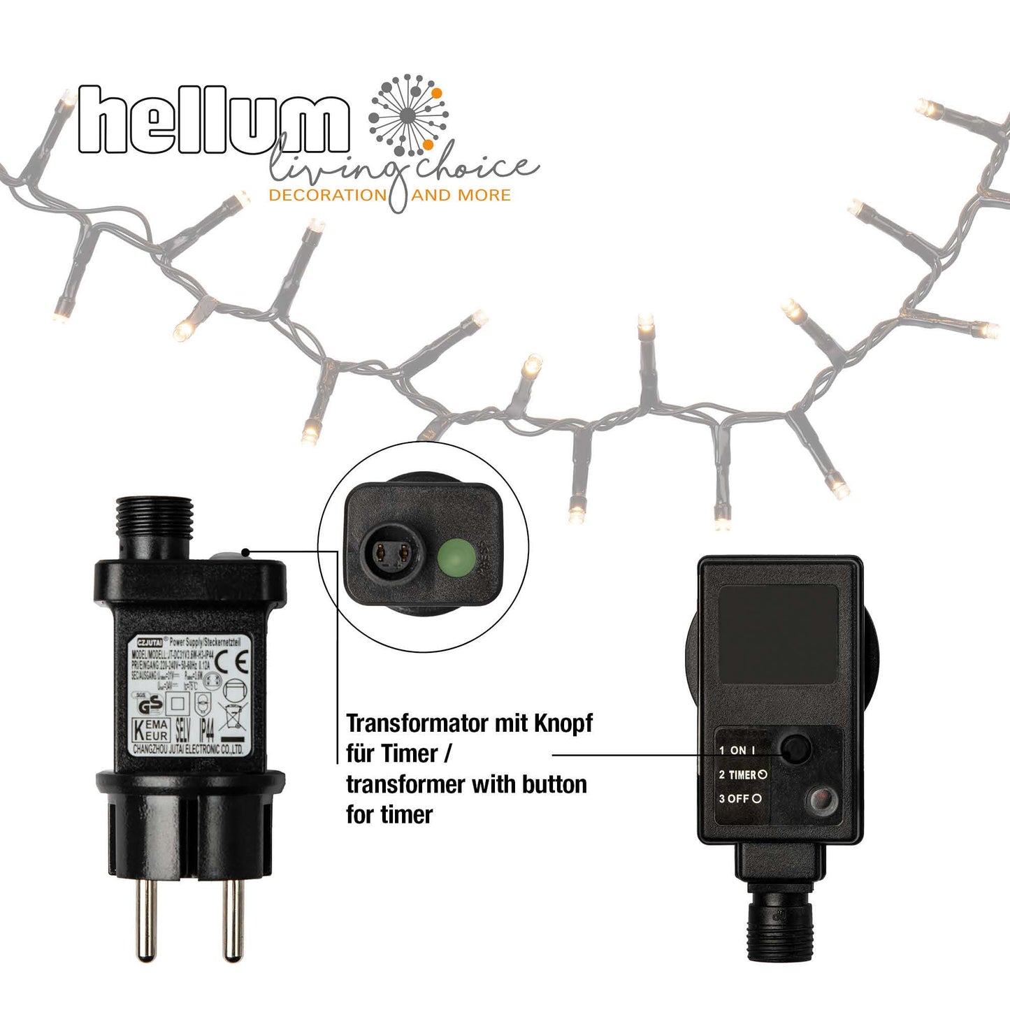 LED-Clusterlichterkette, 384 LEDs warm-weiß,  2cm Abstand, Außen-Transformator_151862