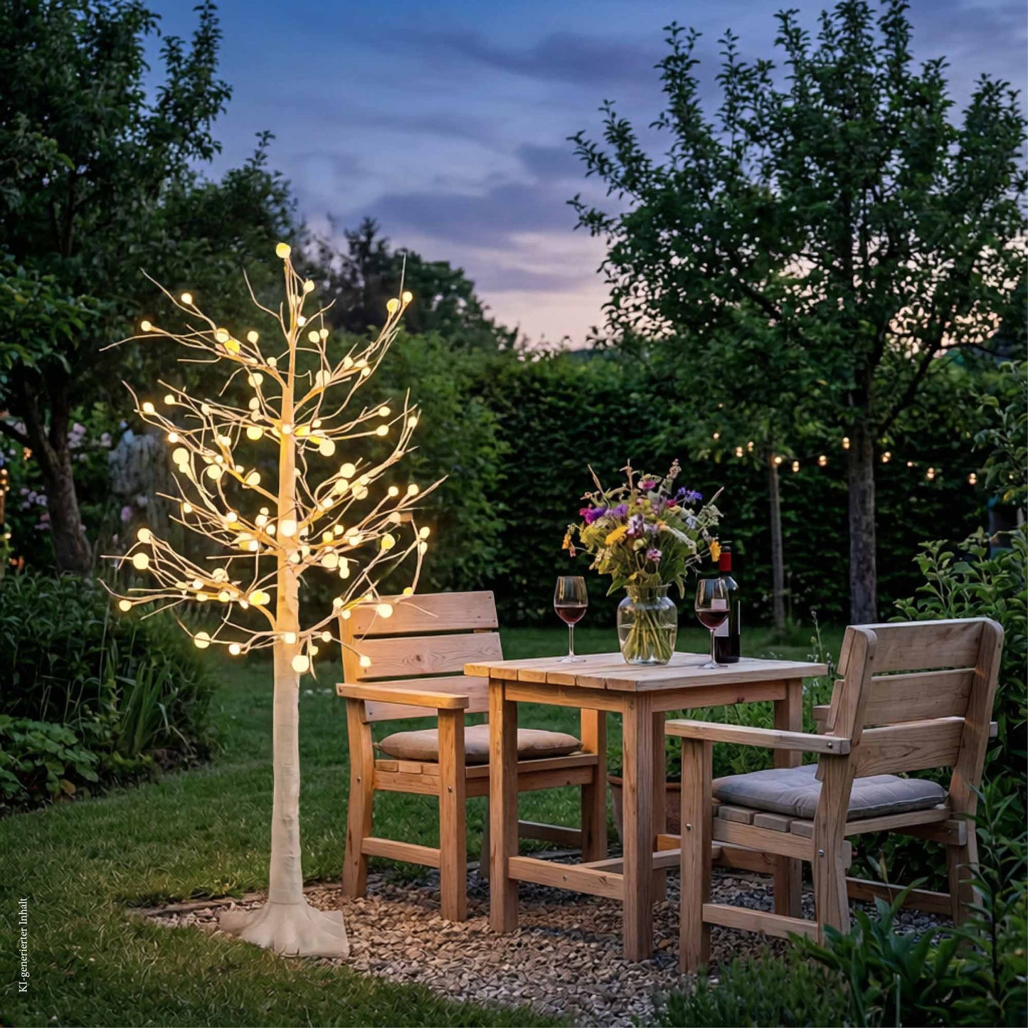 LED-Baum mit Bällen, 120  LEDs für außen, 5m transparente Zuleitung mit Stecker
