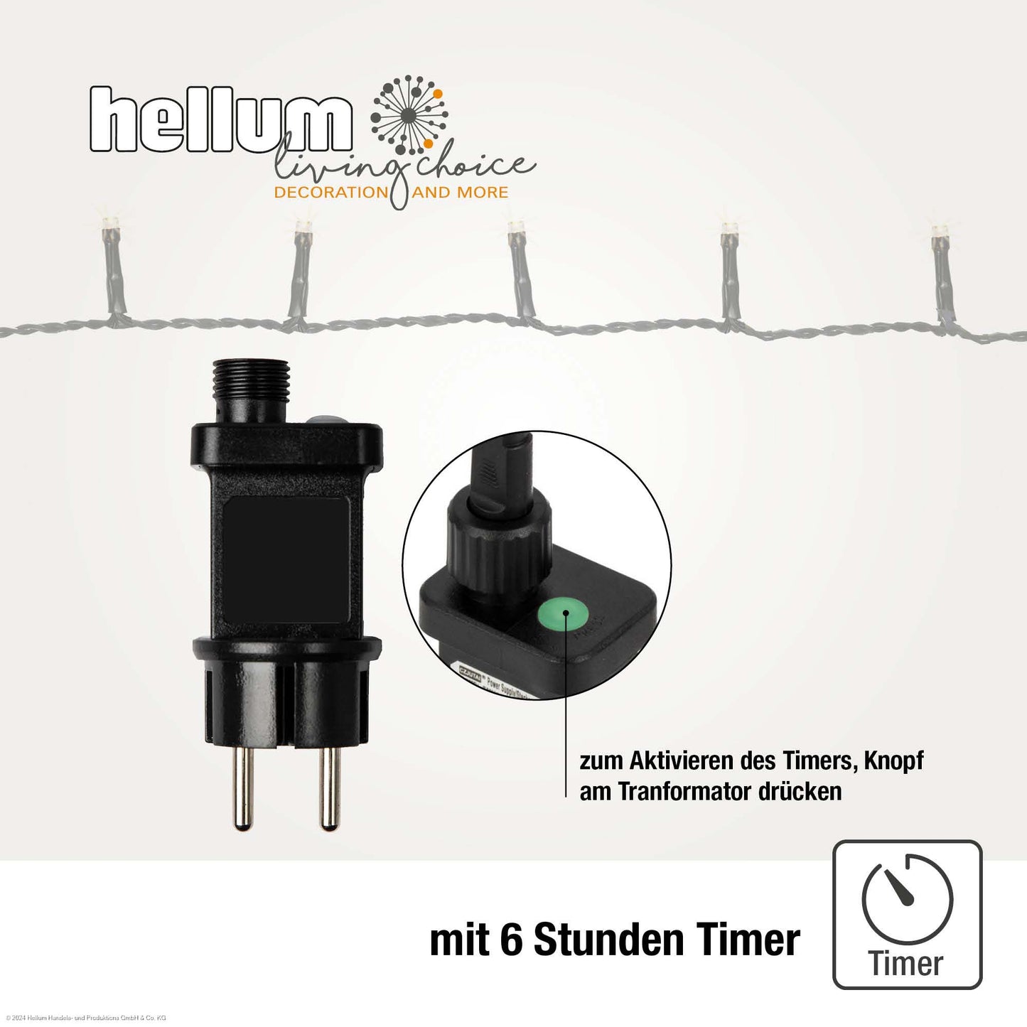 Hellum LED Lichterkette, 40 LEDs, kaltweiß, beleuchtet 3,90m, mit Timer, für außen 577303