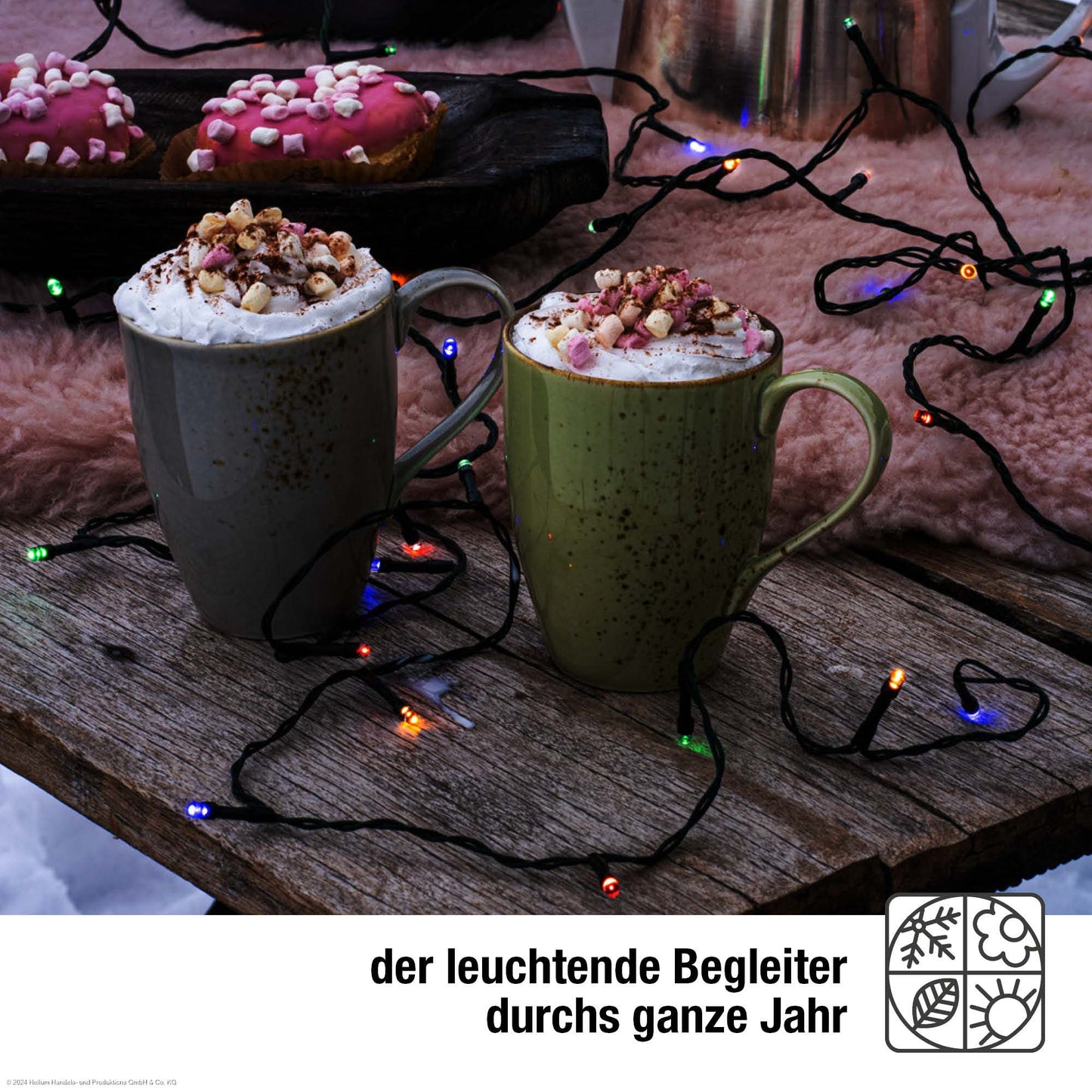 Lichterkette 3,9 m 40 LED bunt Outdoor Timer Trafo Außen Deko Beleuchtung Garten Party