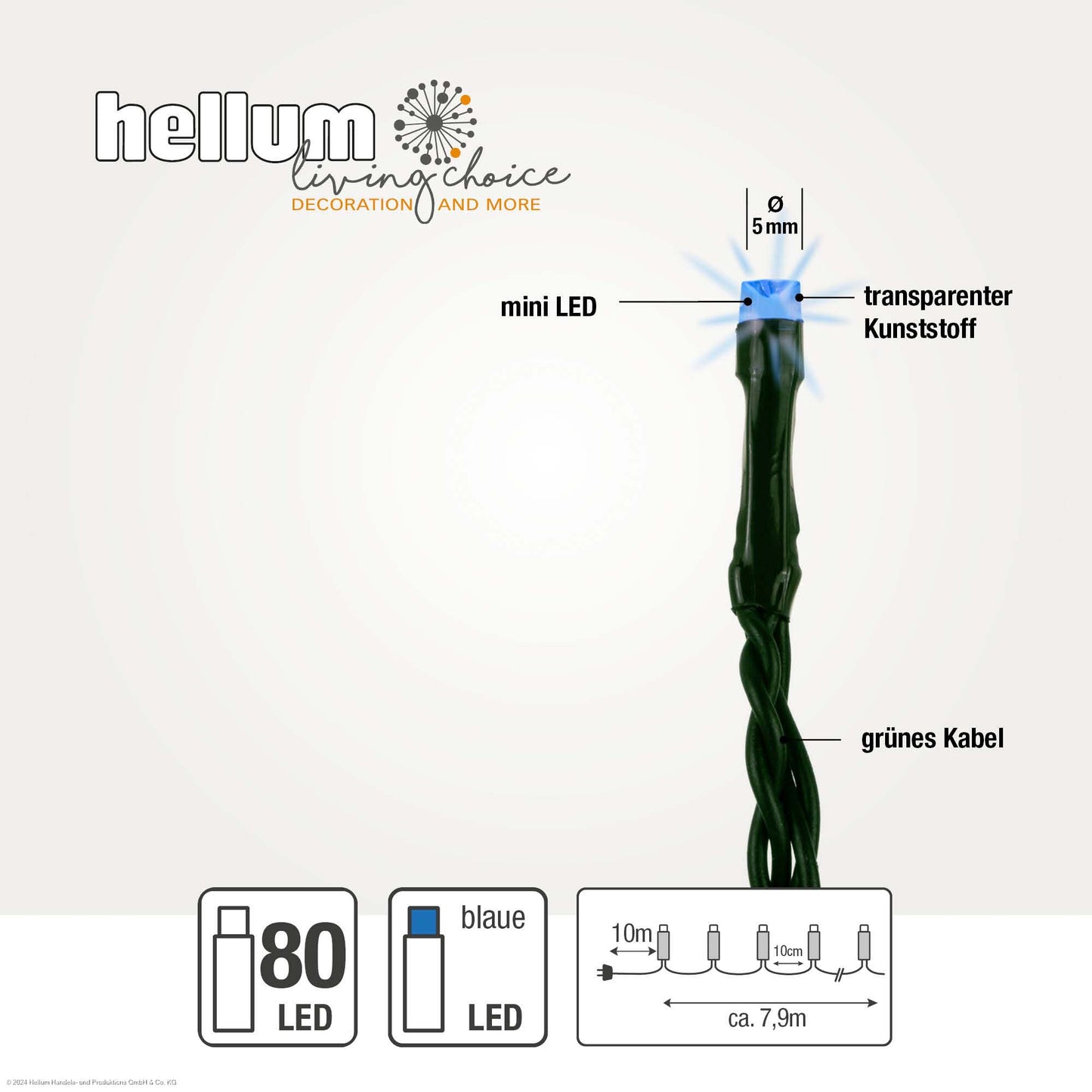 Lichterkette außen, 80 LED Lichterkette outdoor strom 7,9m Lichterkette blau