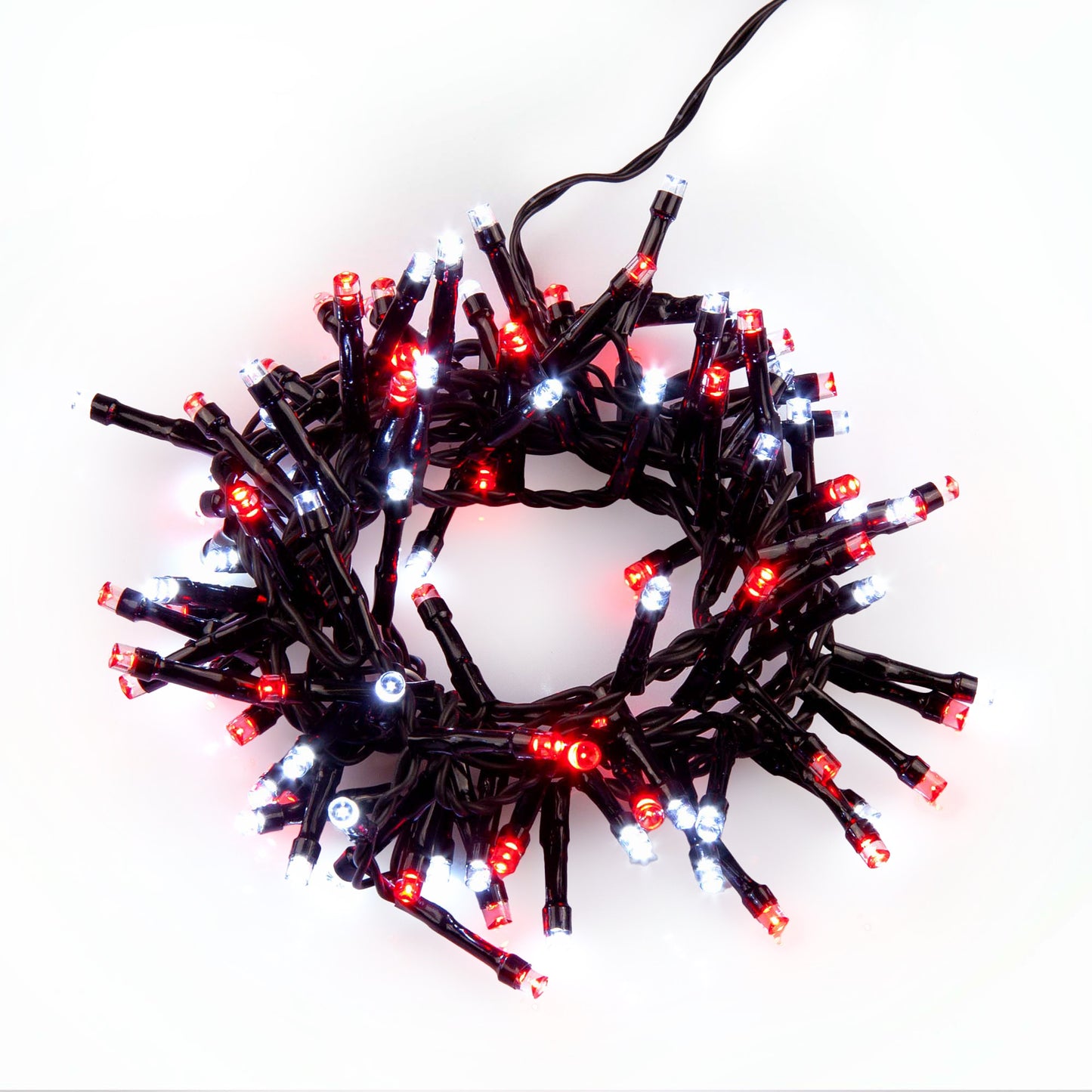 Hellum LED Cluster Lichterkette, 100 LEDs, rot und kaltweiß, beleuchtet 1,98m, mit Timer 577518