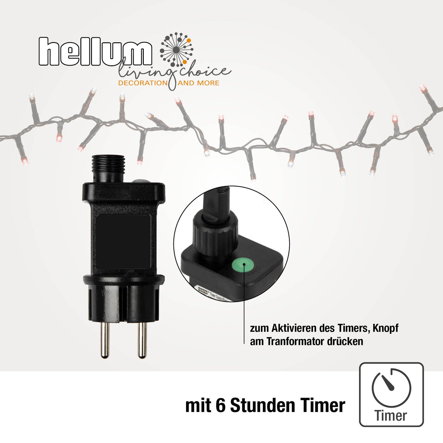 Hellum LED Cluster Lichterkette, 100 LEDs, rot und kaltweiß, beleuchtet 1,98m, mit Timer 577518