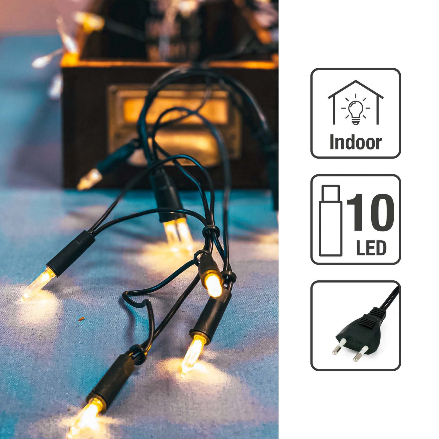 10-tlg. LED-Pisello-Lichterkette, warm-weiß, EU-Stecker