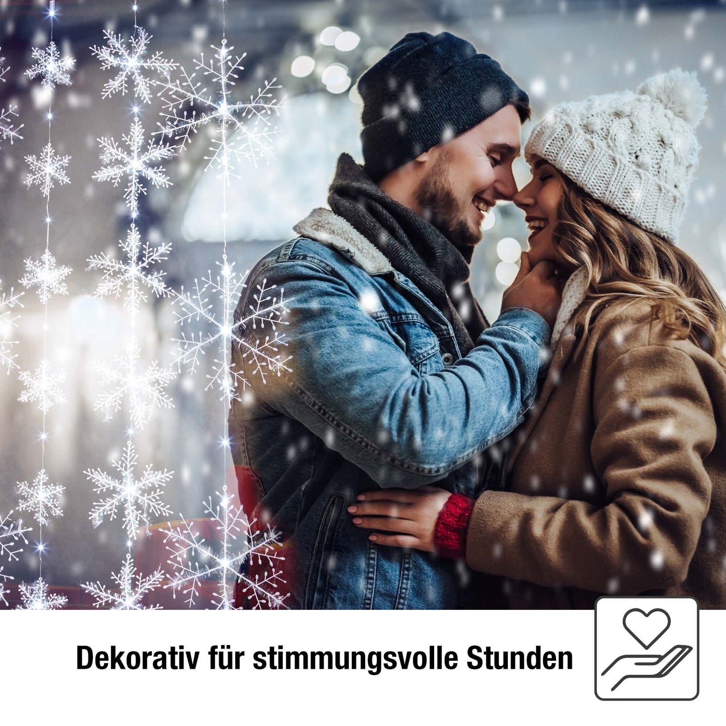 LED-Schneeflocken-Vorhang, 75 LEDs ww, Außen-Transformator