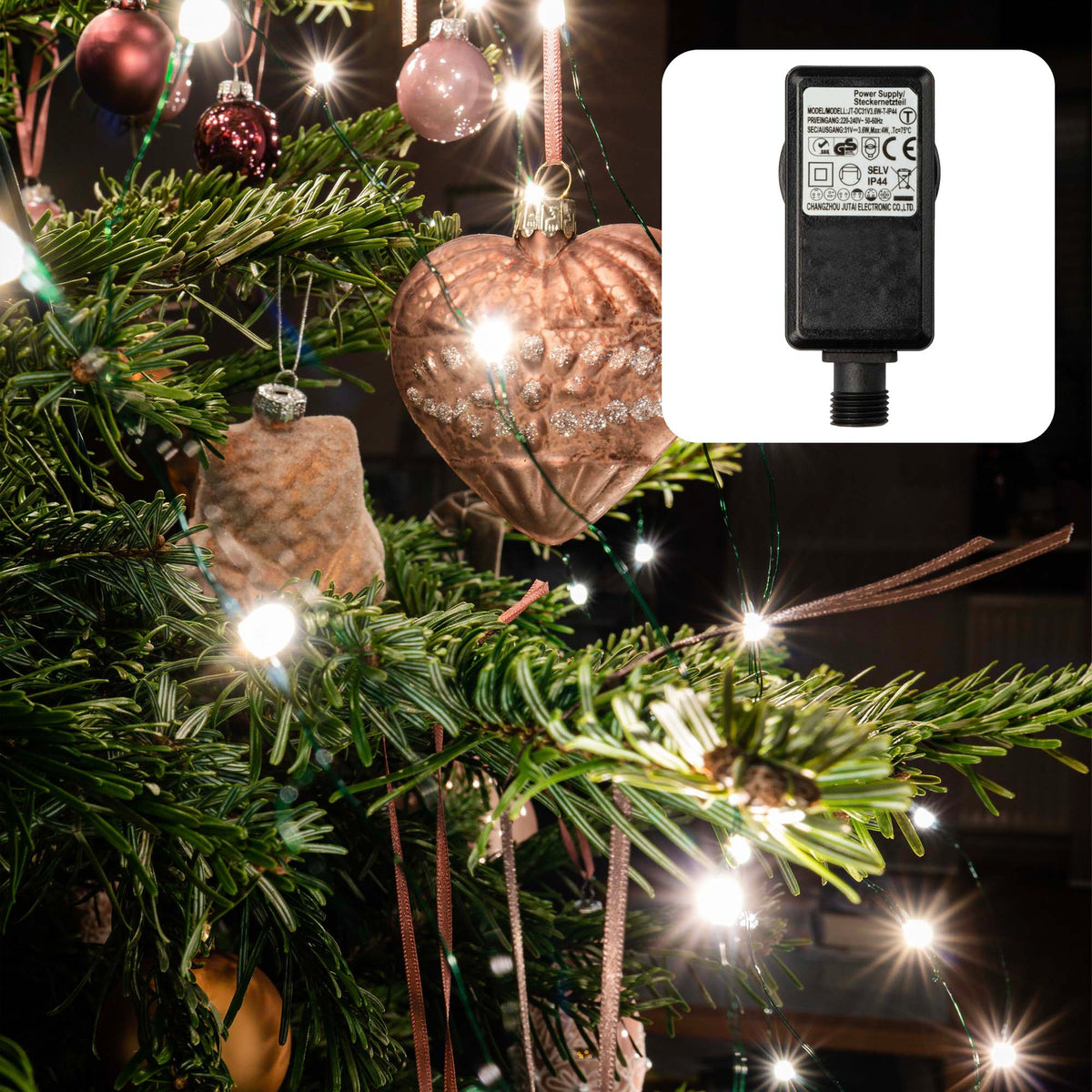 LED Christbaumbeleuchtung außen, 400 LED warmweiß, Lichtervorhang 16 S – Hellum Direkt