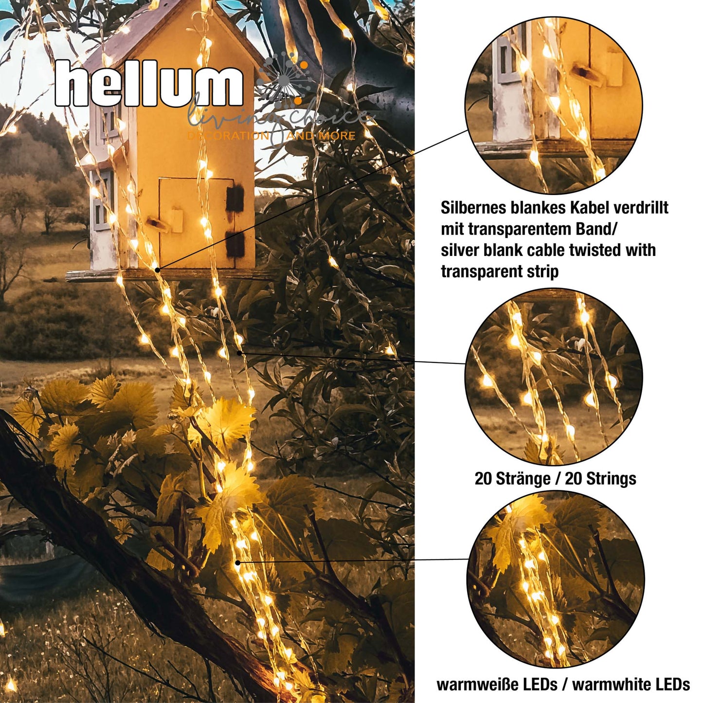 LED-Fontäne, 700 LEDs ww,  20 Stränge, Außen-Transformator