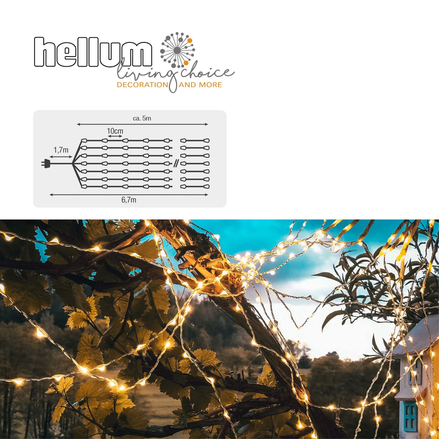 LED-Fontäne, 700 LEDs warmweiß,  20 Stränge, Außen-Transformator_577839