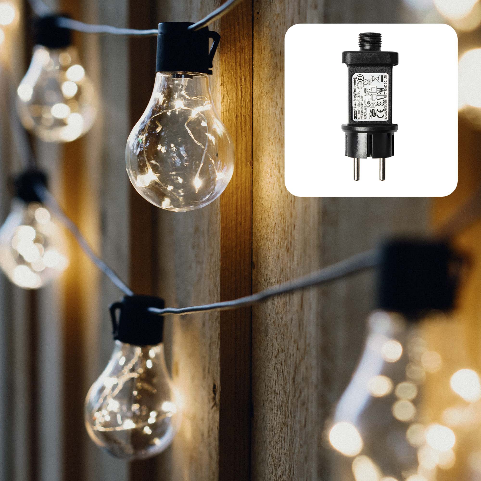 Hellum LED Partylichterkette, warmweiß mit 10 Lampen, 4,5 m beleuchtet ...