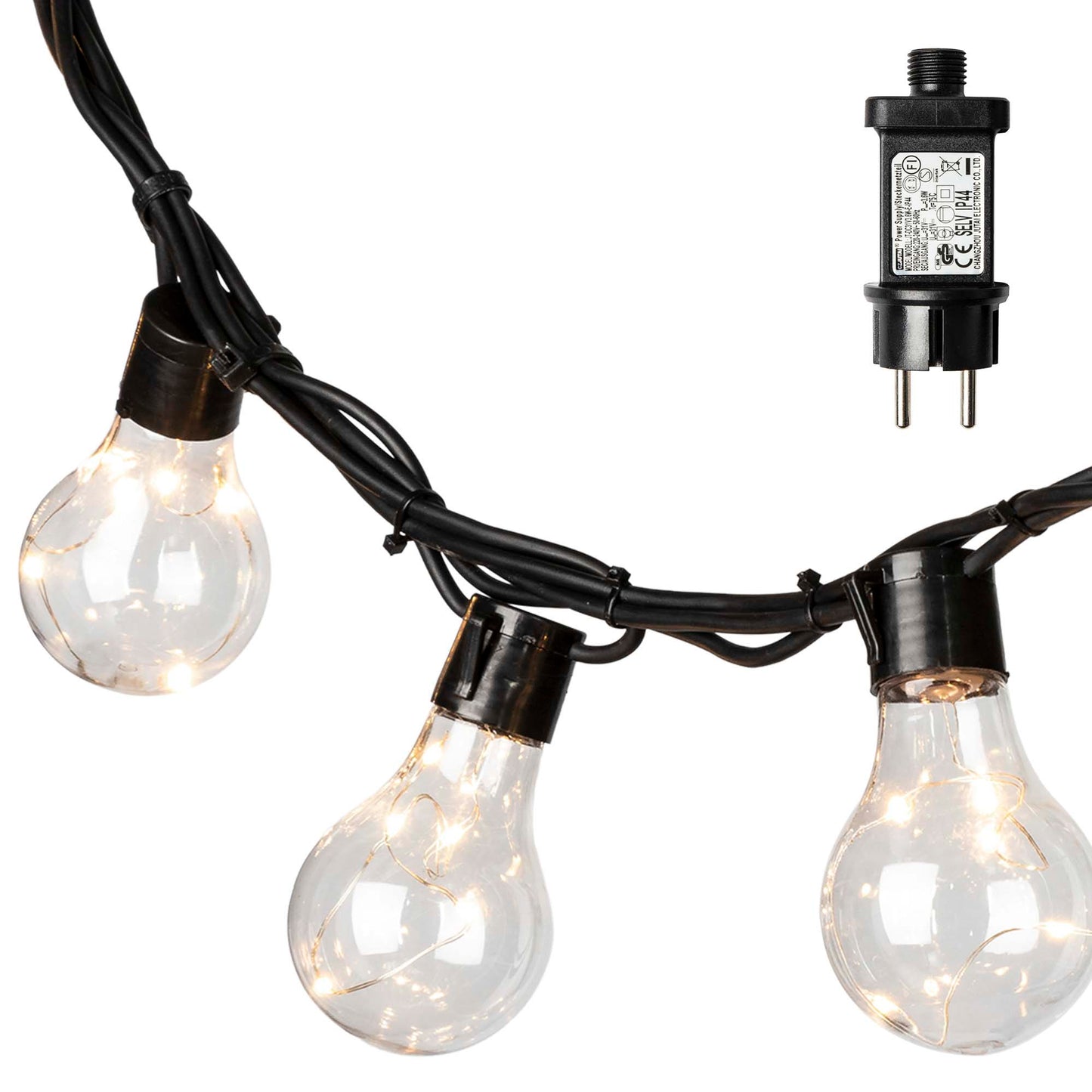 Hellum LED Partylichterkette, warmweiß mit 10 Lampen, 4,5 m beleuchtet, für Außen 150353