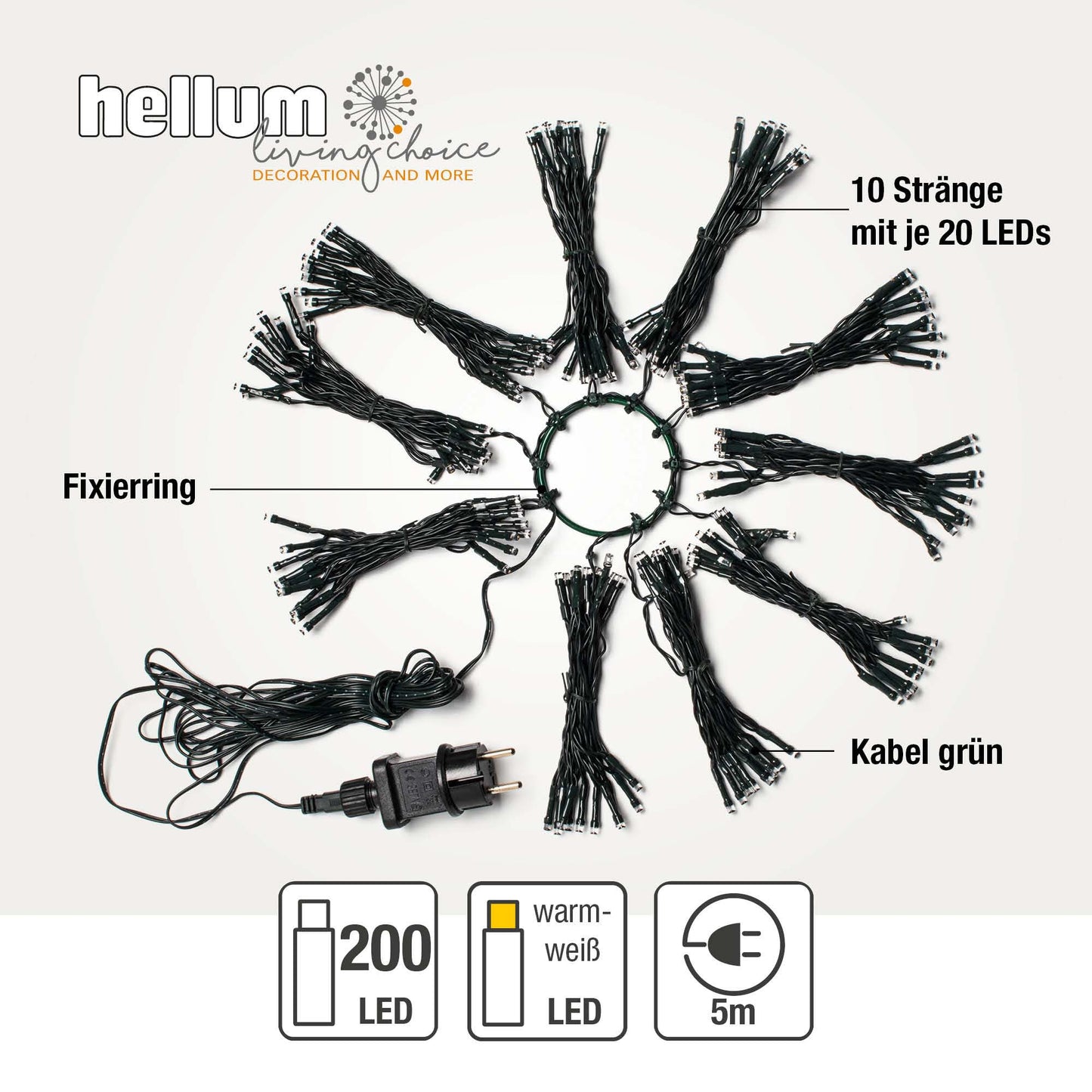 250-tlg. LED Lichterkette Tauperlen Quick Lights, warm-weiße LEDs,  Außen-Trafo