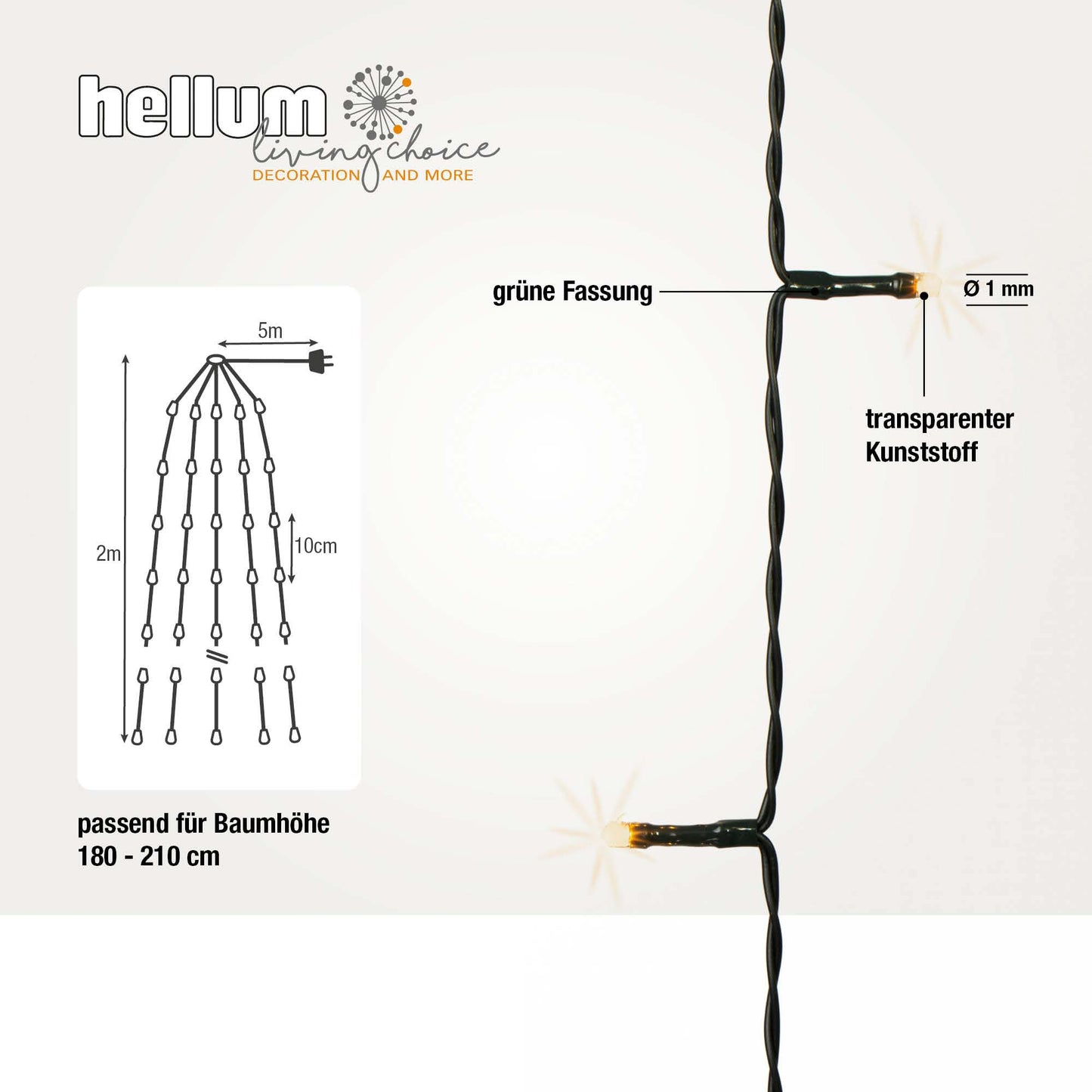 250-tlg. LED Lichterkette Tauperlen Quick Lights, warm-weiße LEDs,  Außen-Trafo
