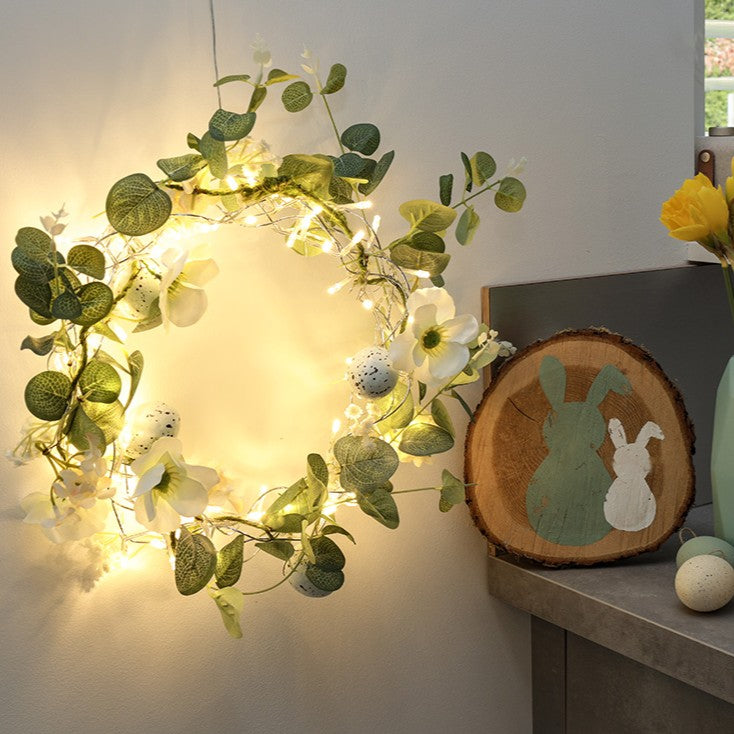 LED-Metall-Kranz DIA 45cm, 120 LEDs ww, Außentransformator