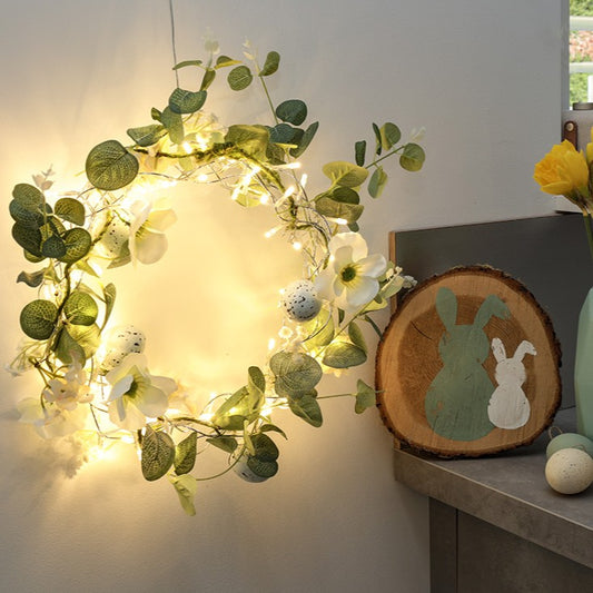 LED-Metall-Kranz DIA 45cm, 120 LEDs ww, Außentransformator