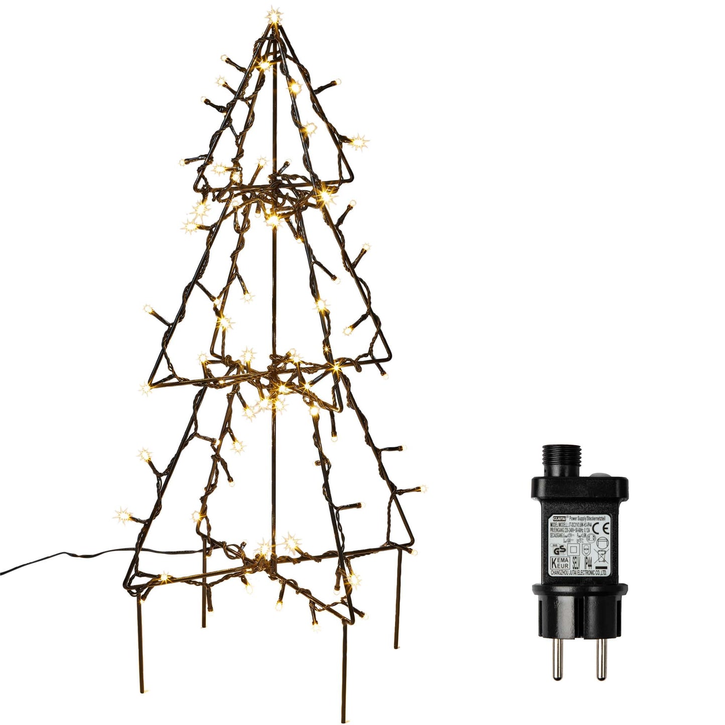 Hellum LED Metall-Weihnachtsbaum, 90 LEDs, warmweiß, 2D / 3D, mit Timer, für außen 577952