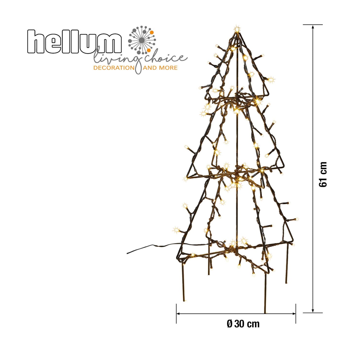 Hellum LED Metall-Weihnachtsbaum, 90 LEDs, warmweiß, 2D / 3D, mit Timer, für außen 577952