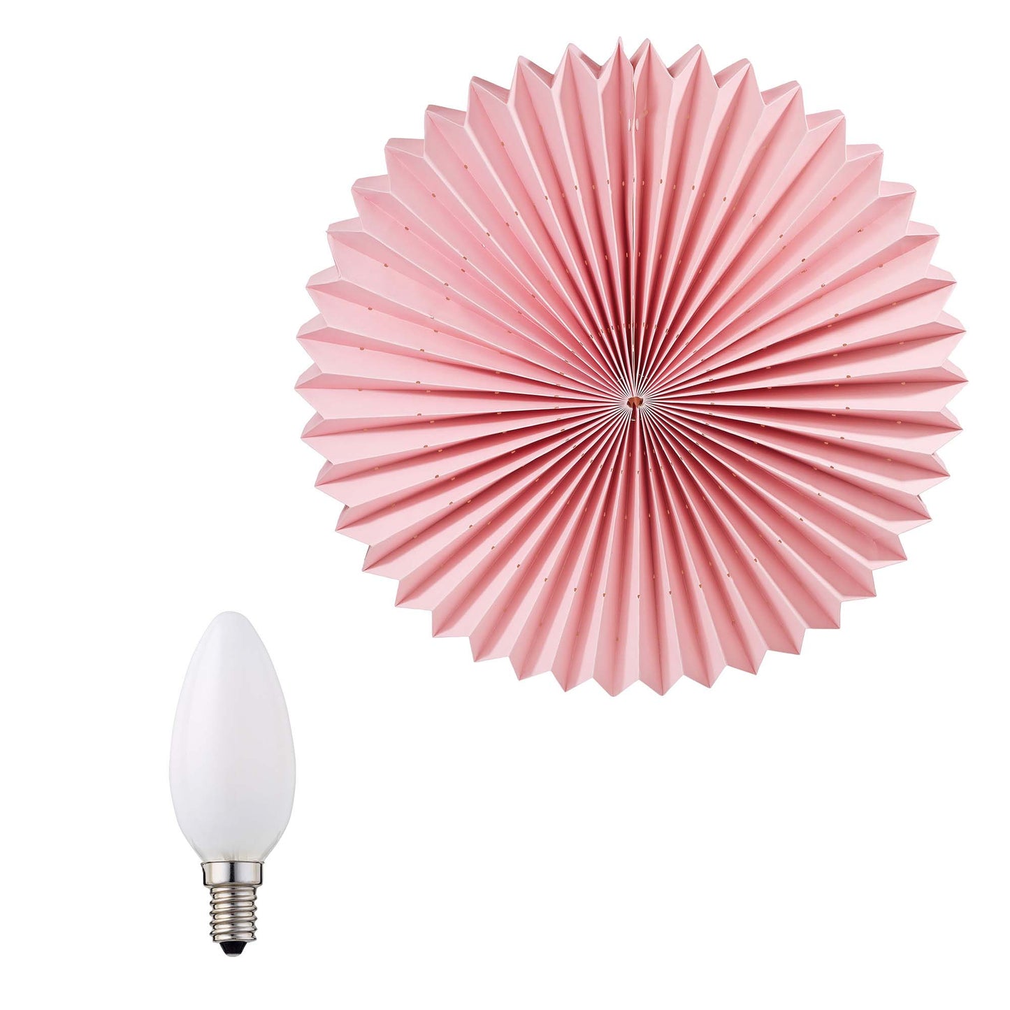 Papierlampion "Sunny", pink, hängend,  weißes Kabel, E14 Sockel, mit Schalter, Ø 40 cm, für außen, inkl. Lampe