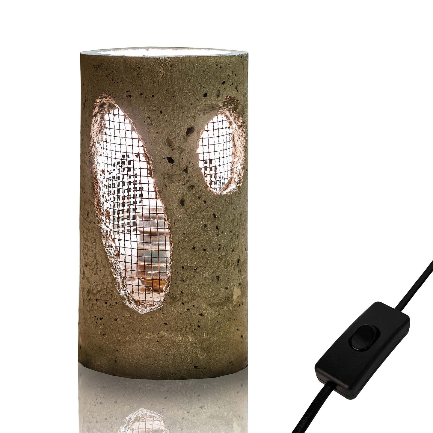 Tischlampe - Zement-Lampe mit Gittergeflecht dunkelgrau modernes Design